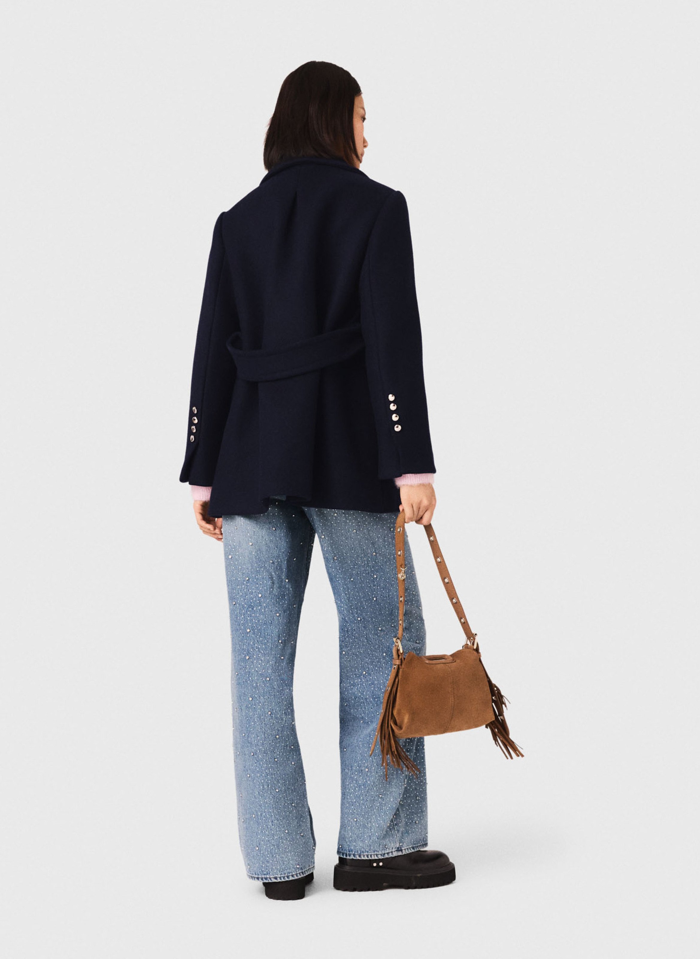 Manteau col classique en laine mélangée MAJE Bleu