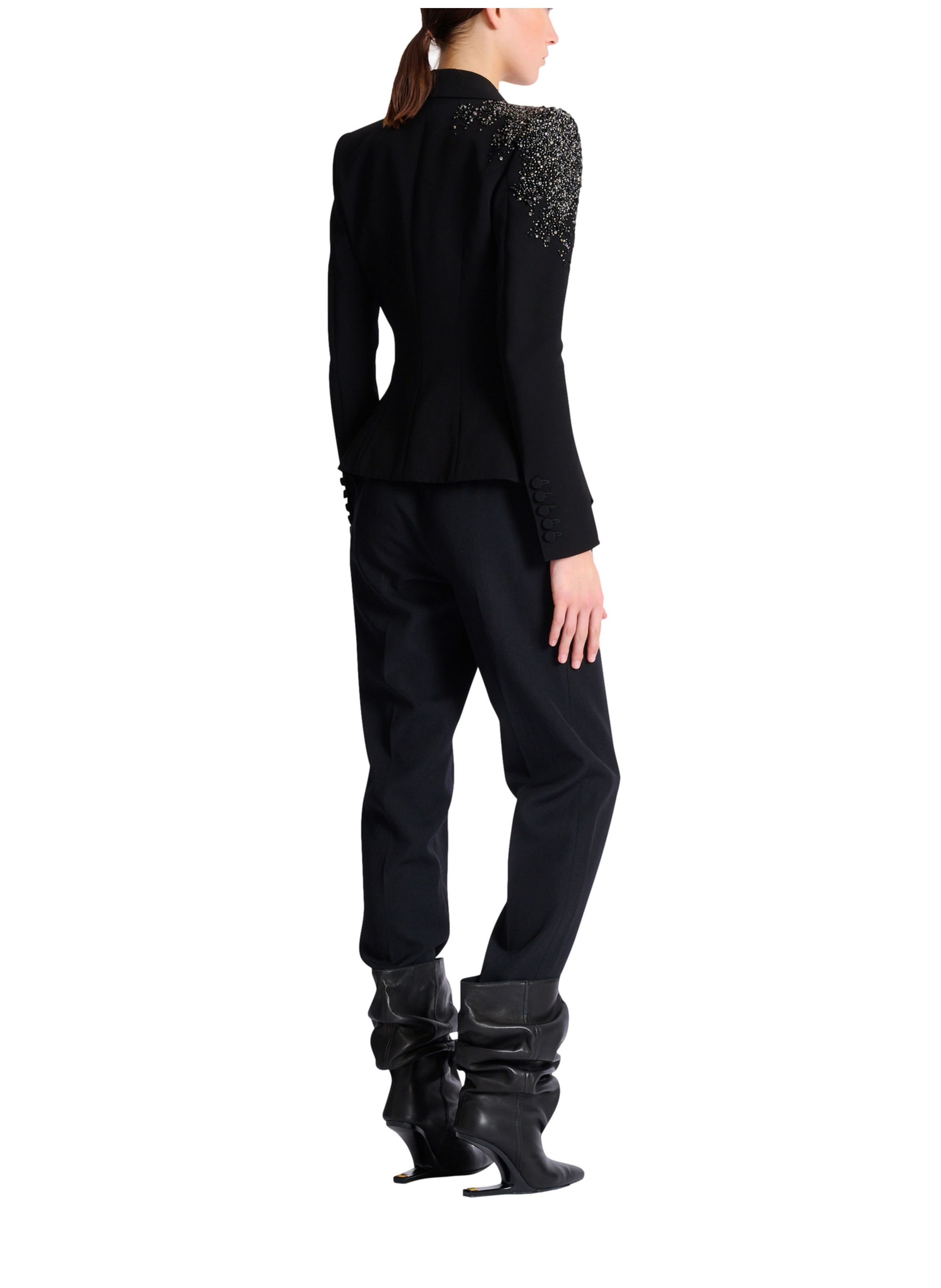 Veste en crêpe brodé « amethyst » BALMAIN Noir