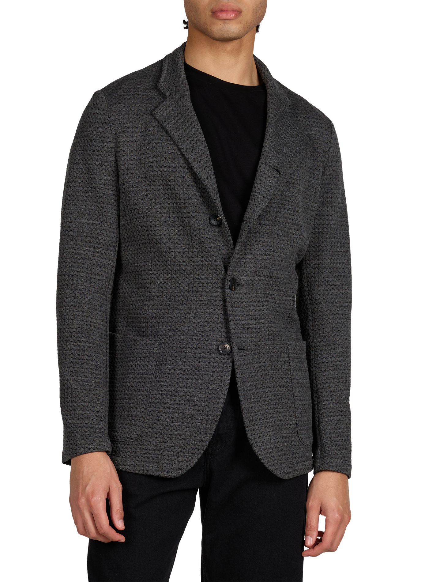 Straight coat with crossover collar EMPORIO ARMANI Grey