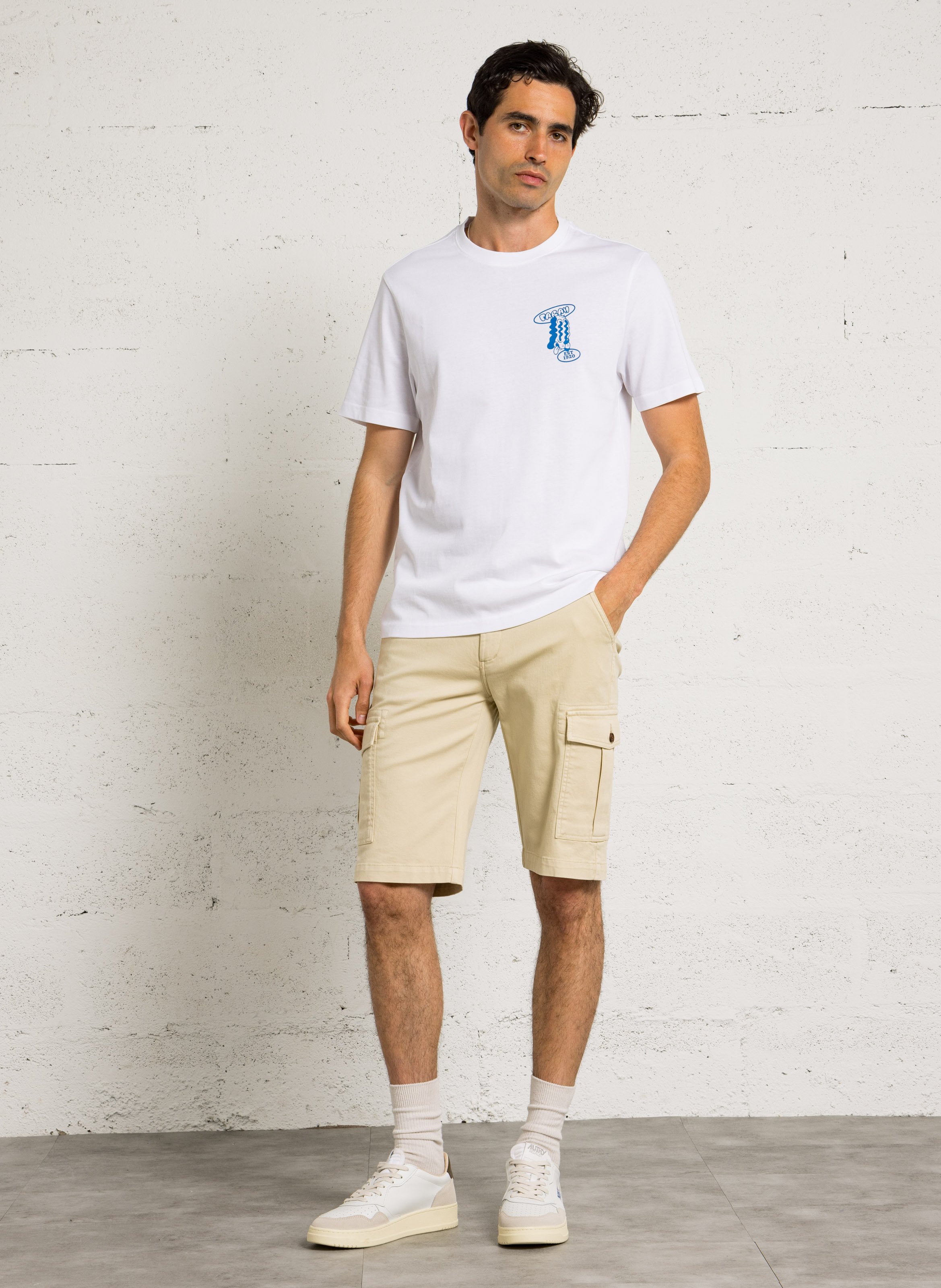 Bermuda cargo droit uni à poches ARMOR-LUX Beige