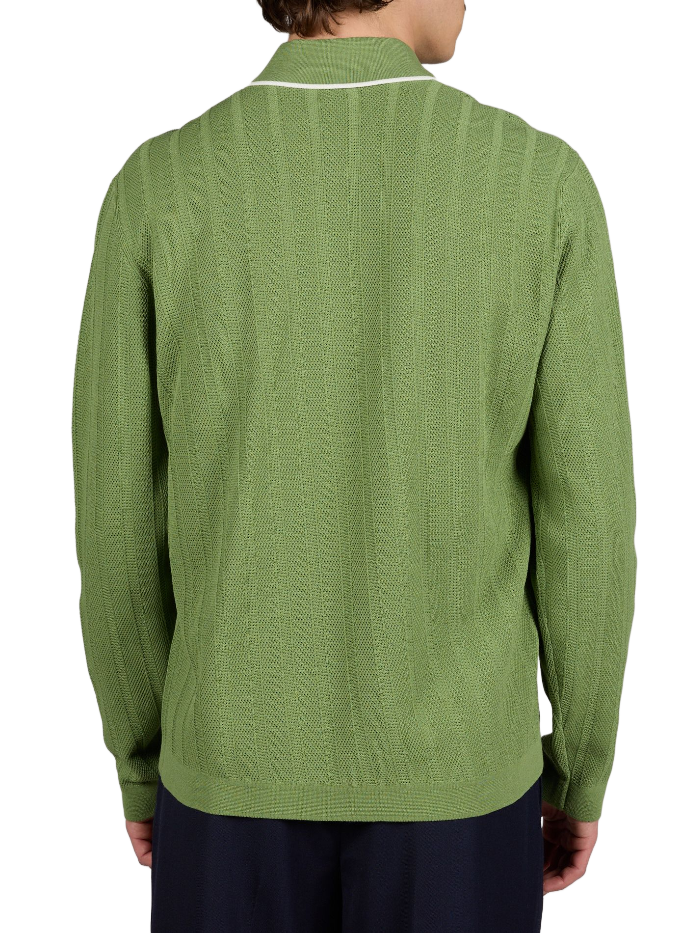 Long-sleeved zip-neck polo in blended cotton DROLE DE MONSIEUR Green