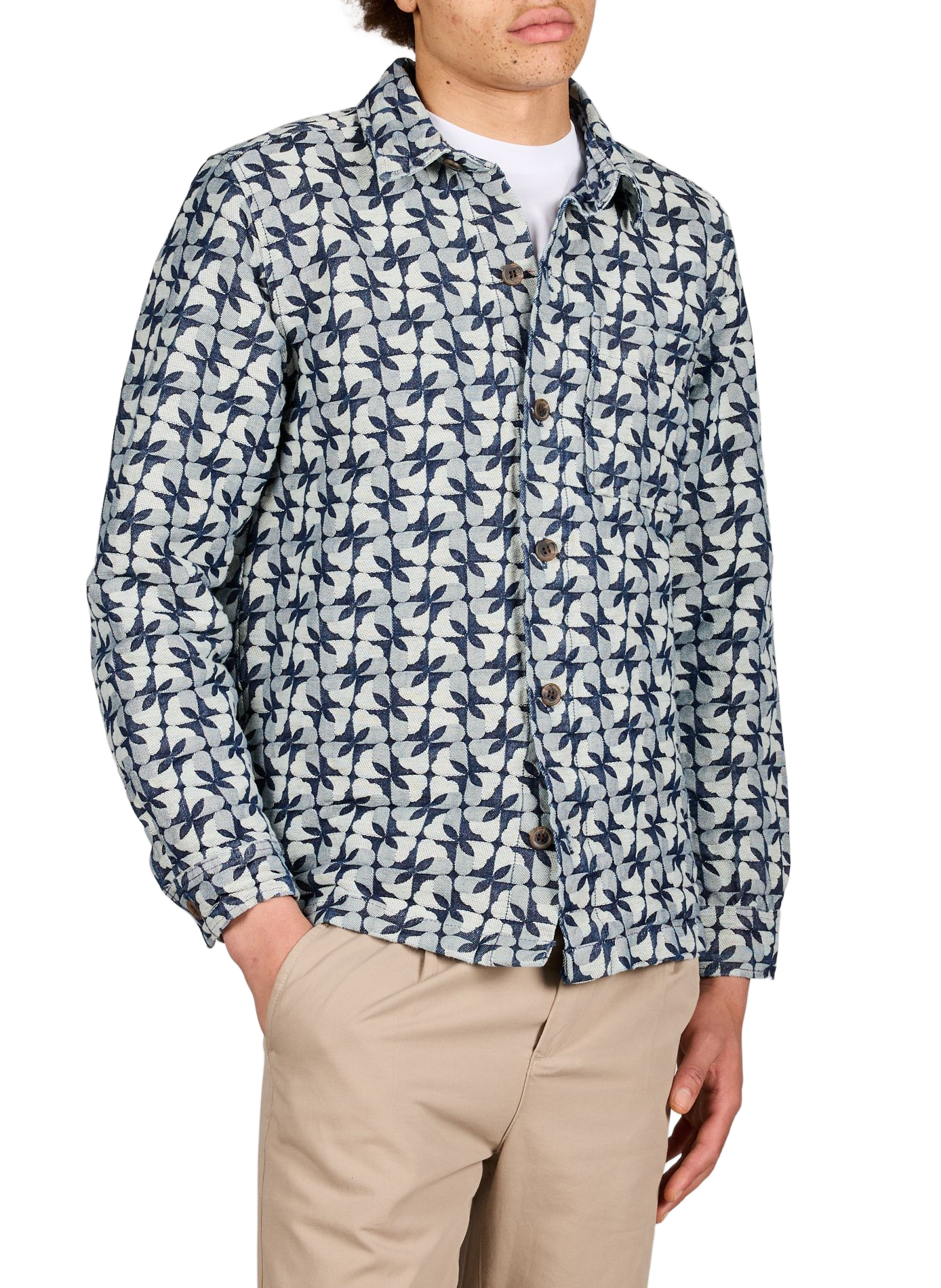 Camicia sovradimensionata in cotone stampato FAGUO Blu