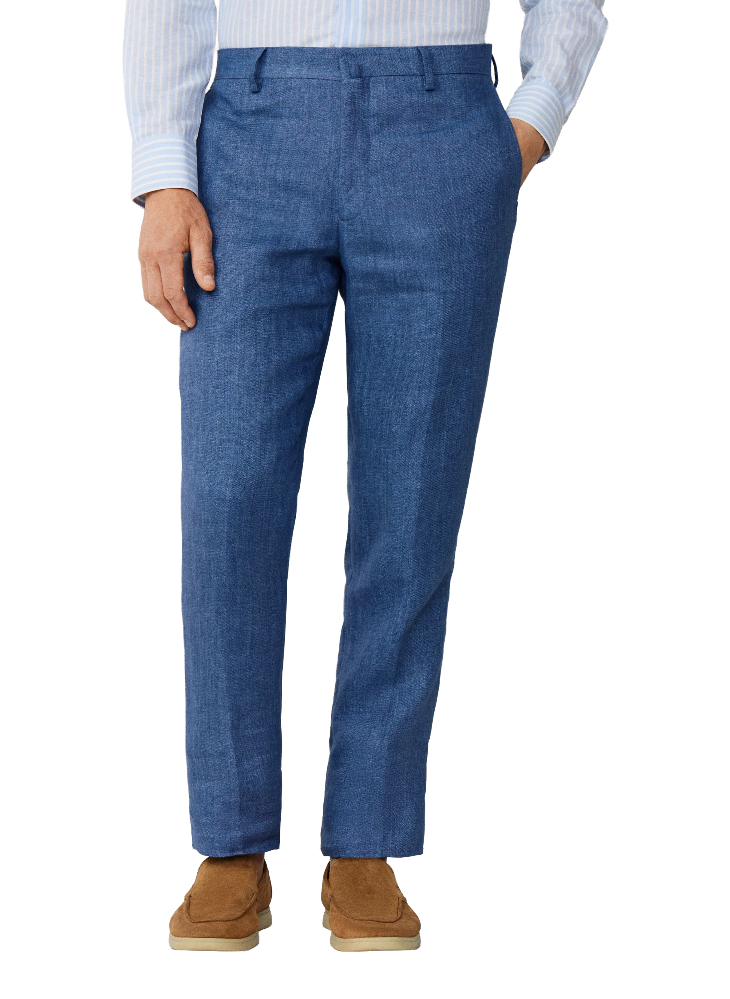 Pantalon ajusté Hopsack en lin HACKETT Bleu