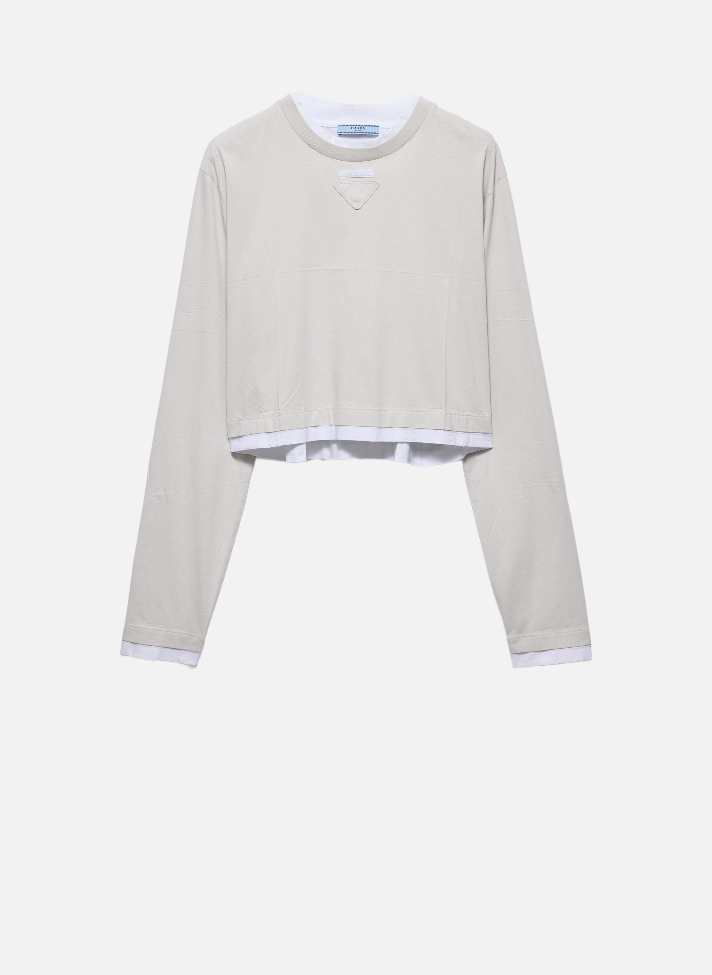 T-shirt à manches longues en jersey PRADA Gris