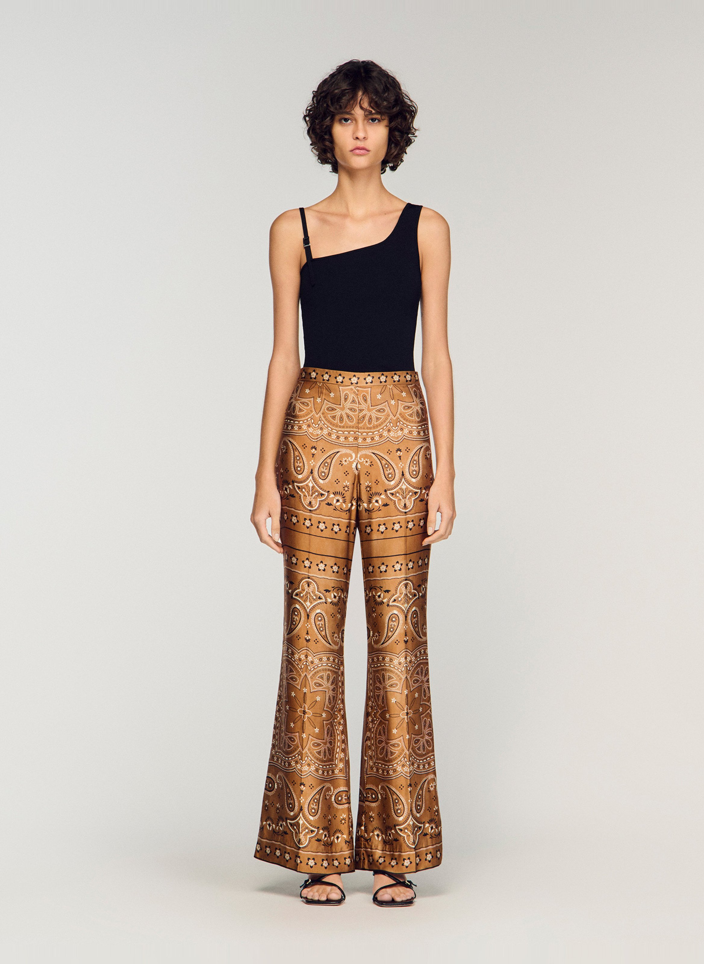 Pantalon droit imprimé bandana SANDRO Marron