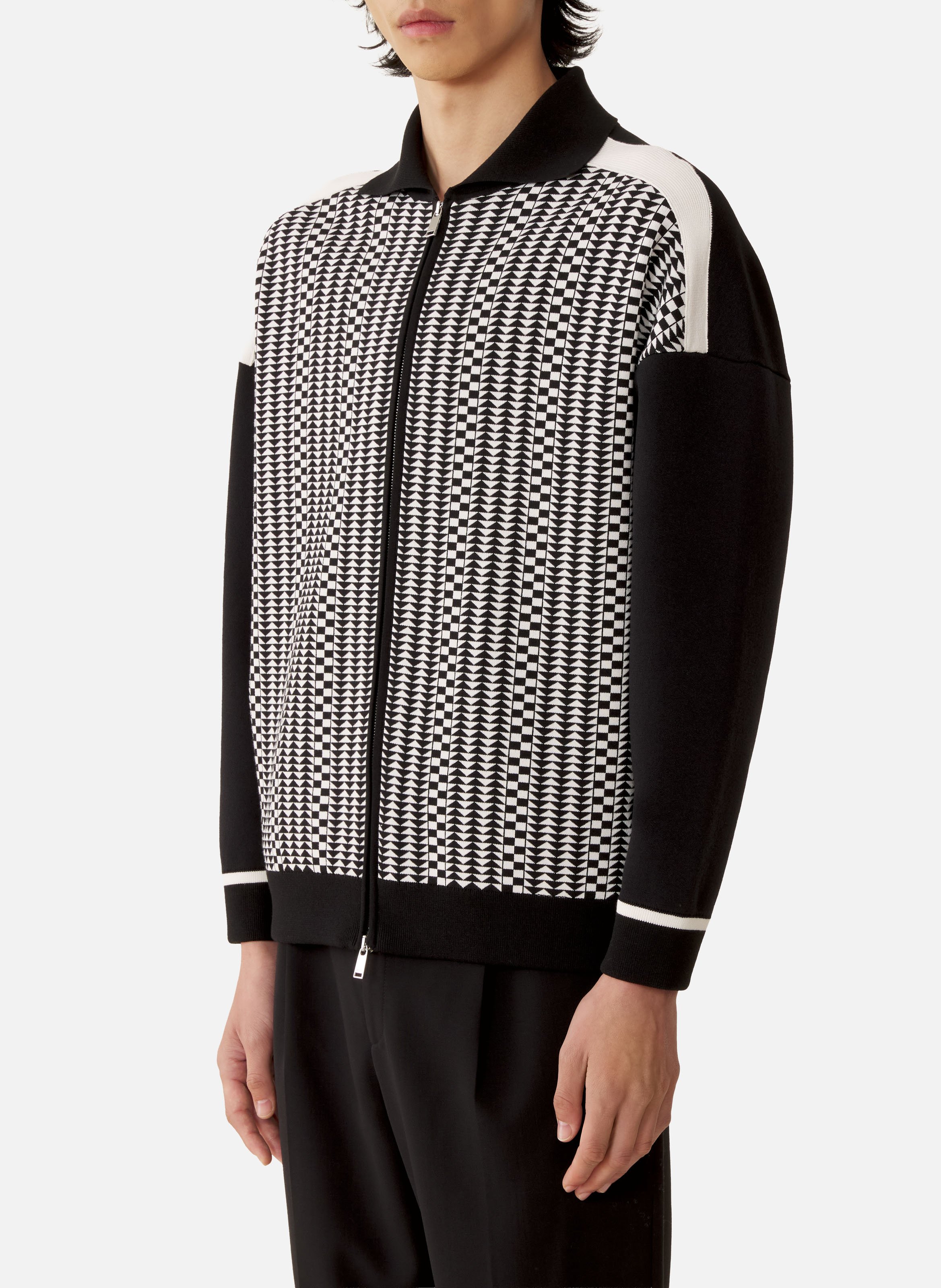 Blouson zippé en jacquard de soie et coton LANVIN Gris