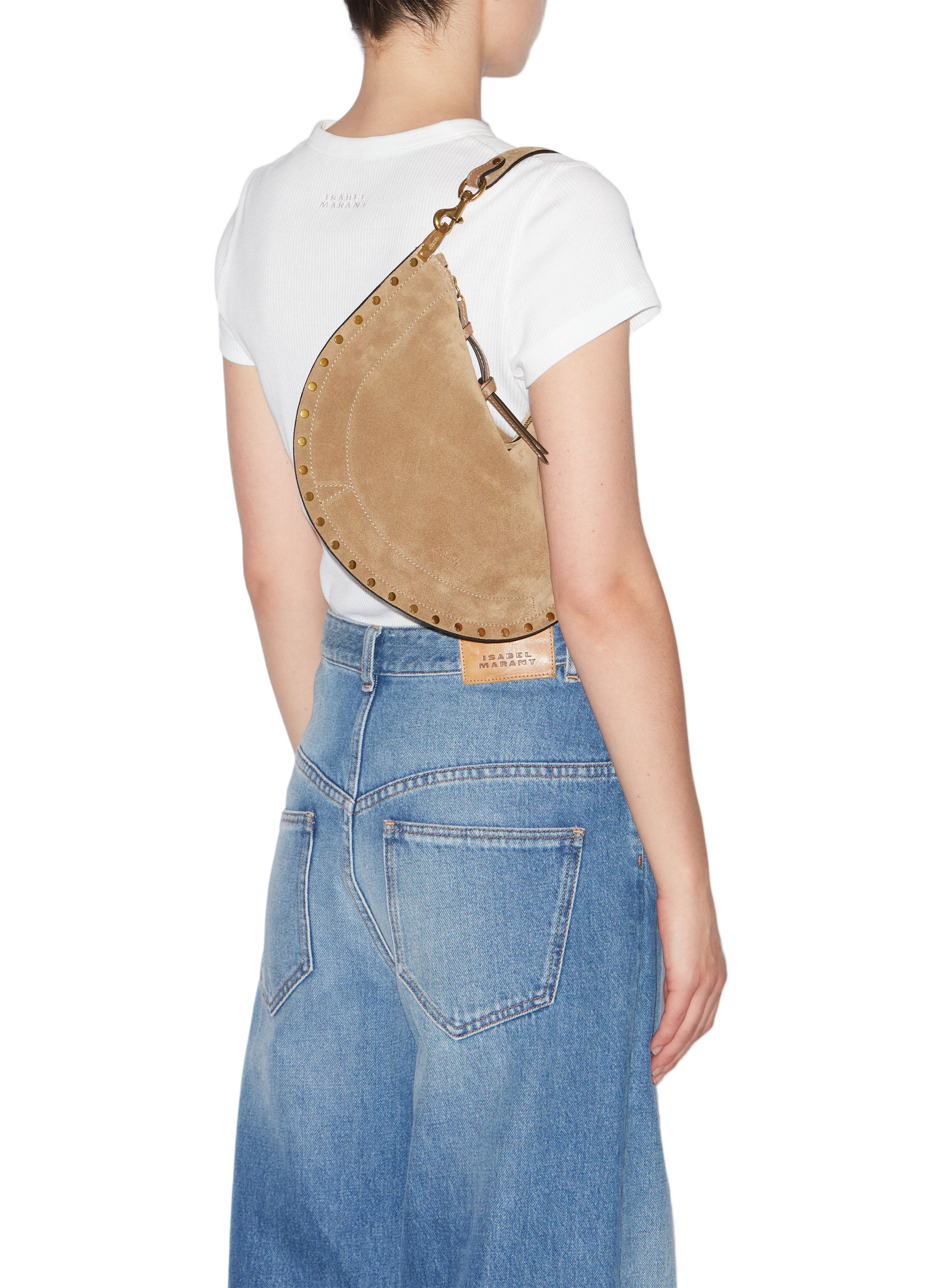 Oskan soft zip leather calf suede bag ISABEL MARANT Brown