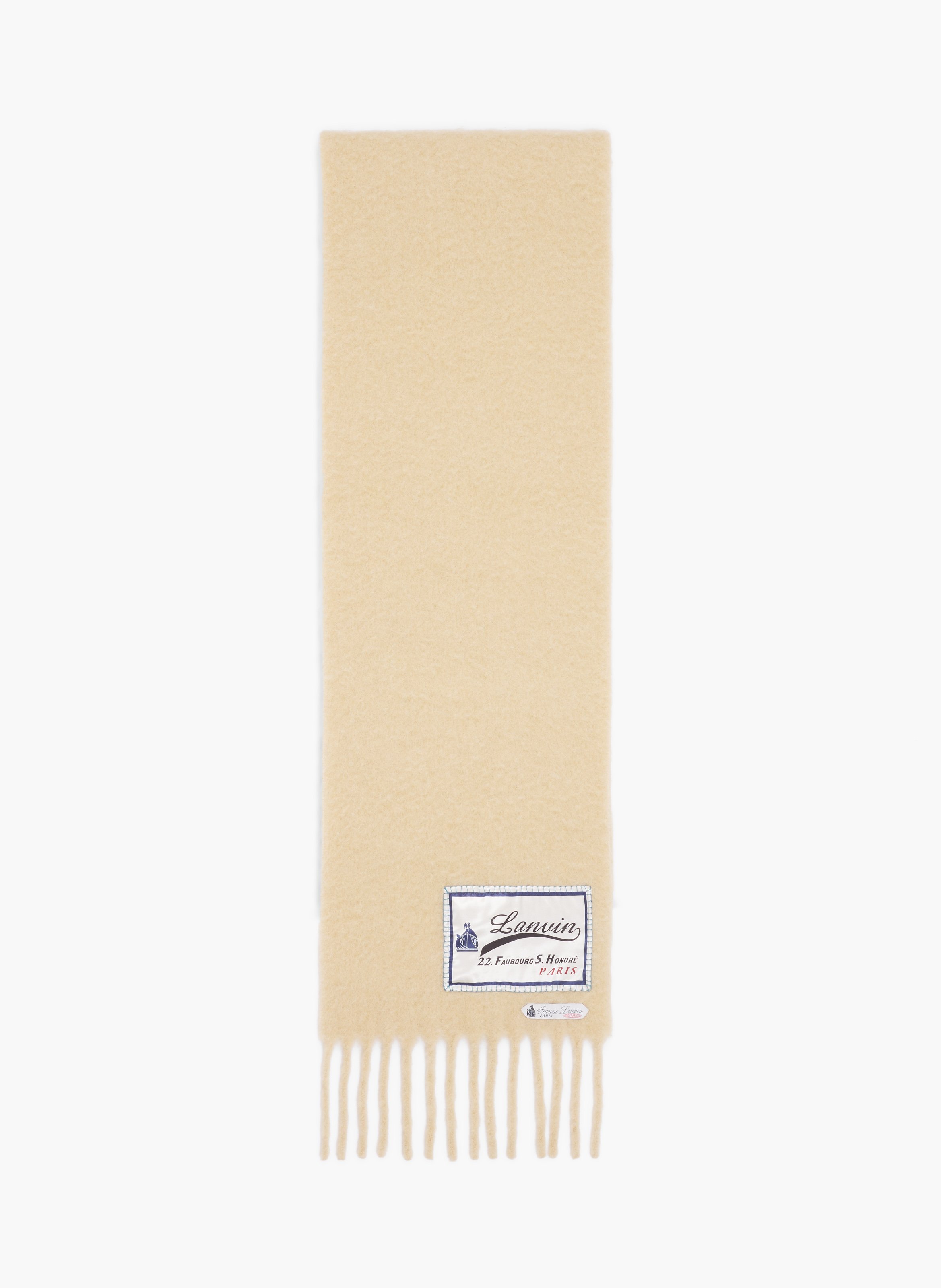 Écharpe à franges étiquette 22 faubourg en laine LANVIN Beige