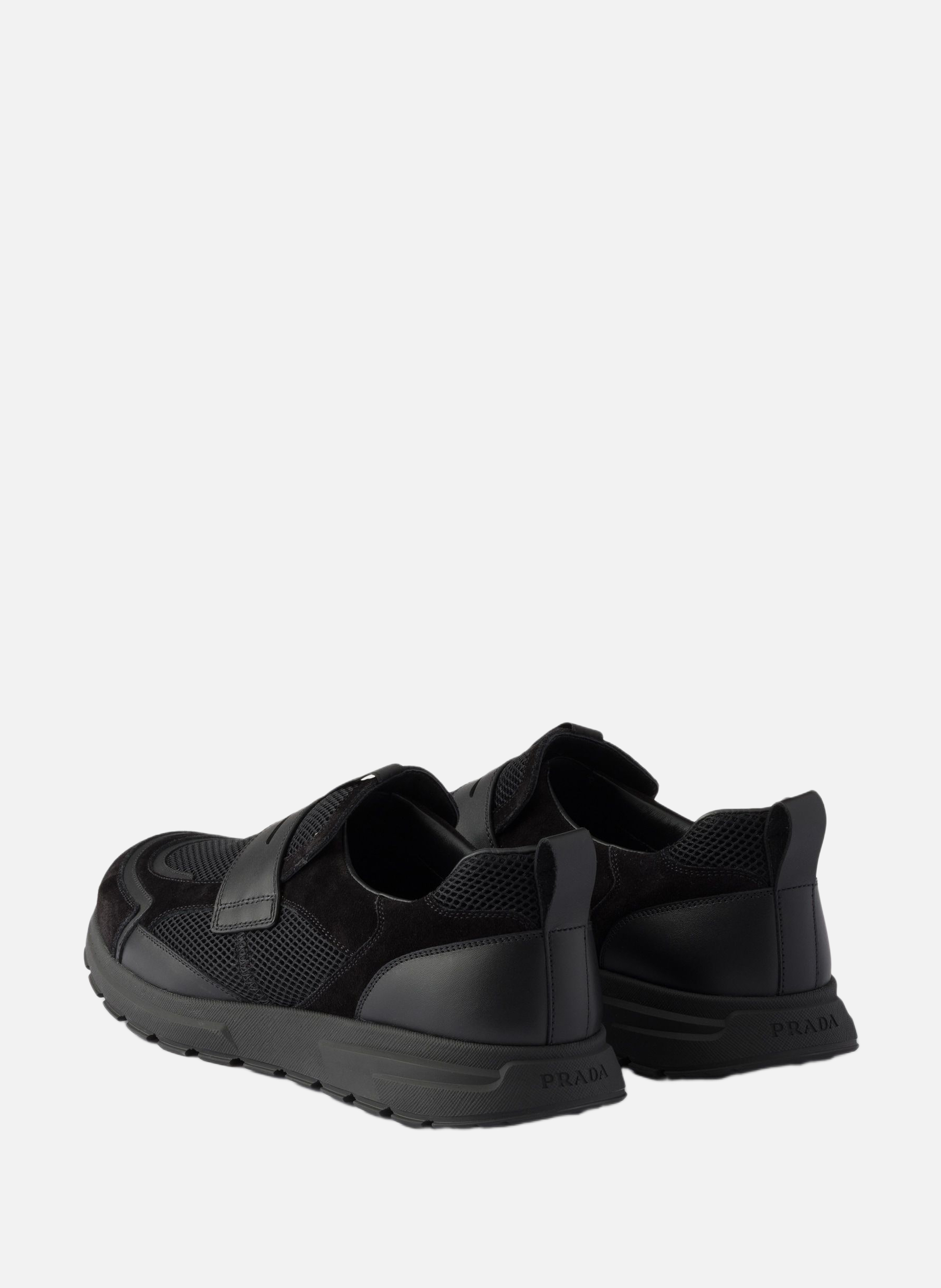 Mocassins prax en cuir et mesh PRADA Noir