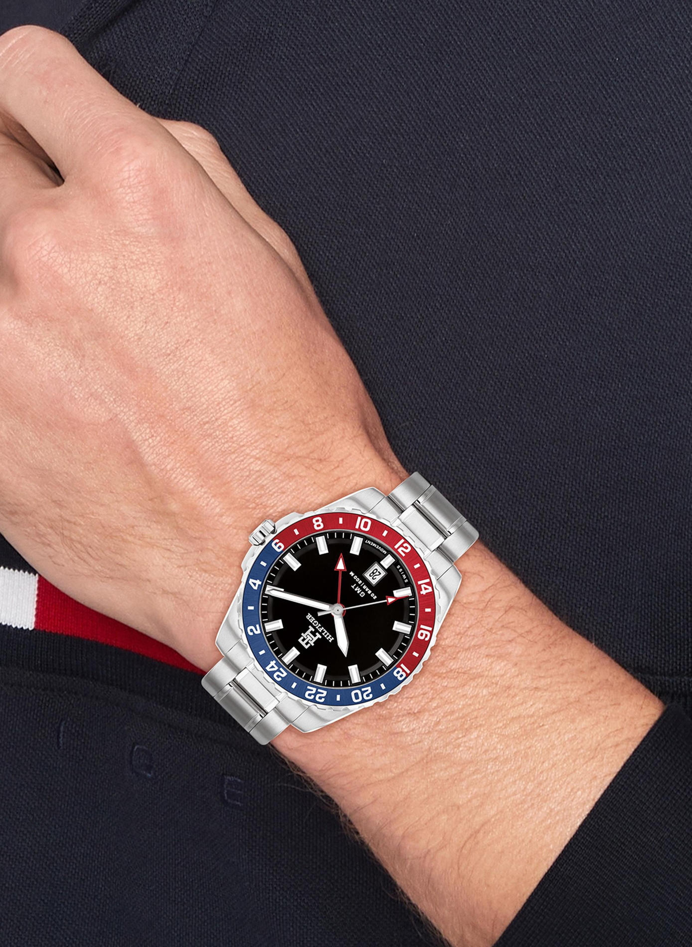 Montre quartz TH85 GMT en acier inoxydable TOMMY HILFIGER MONTRES Noir