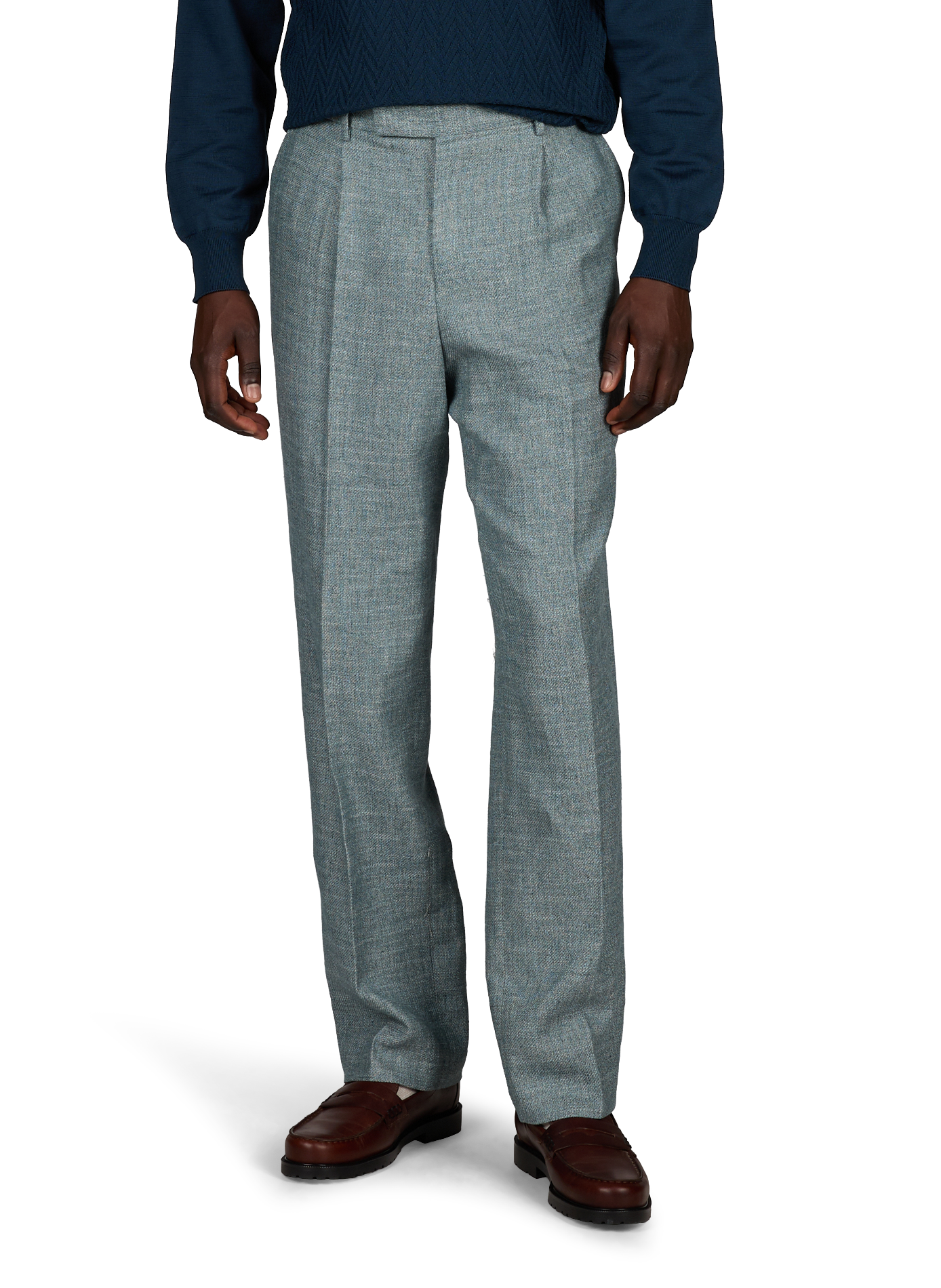 Pantalon à plis en coton et lin texturé PT01 Vert