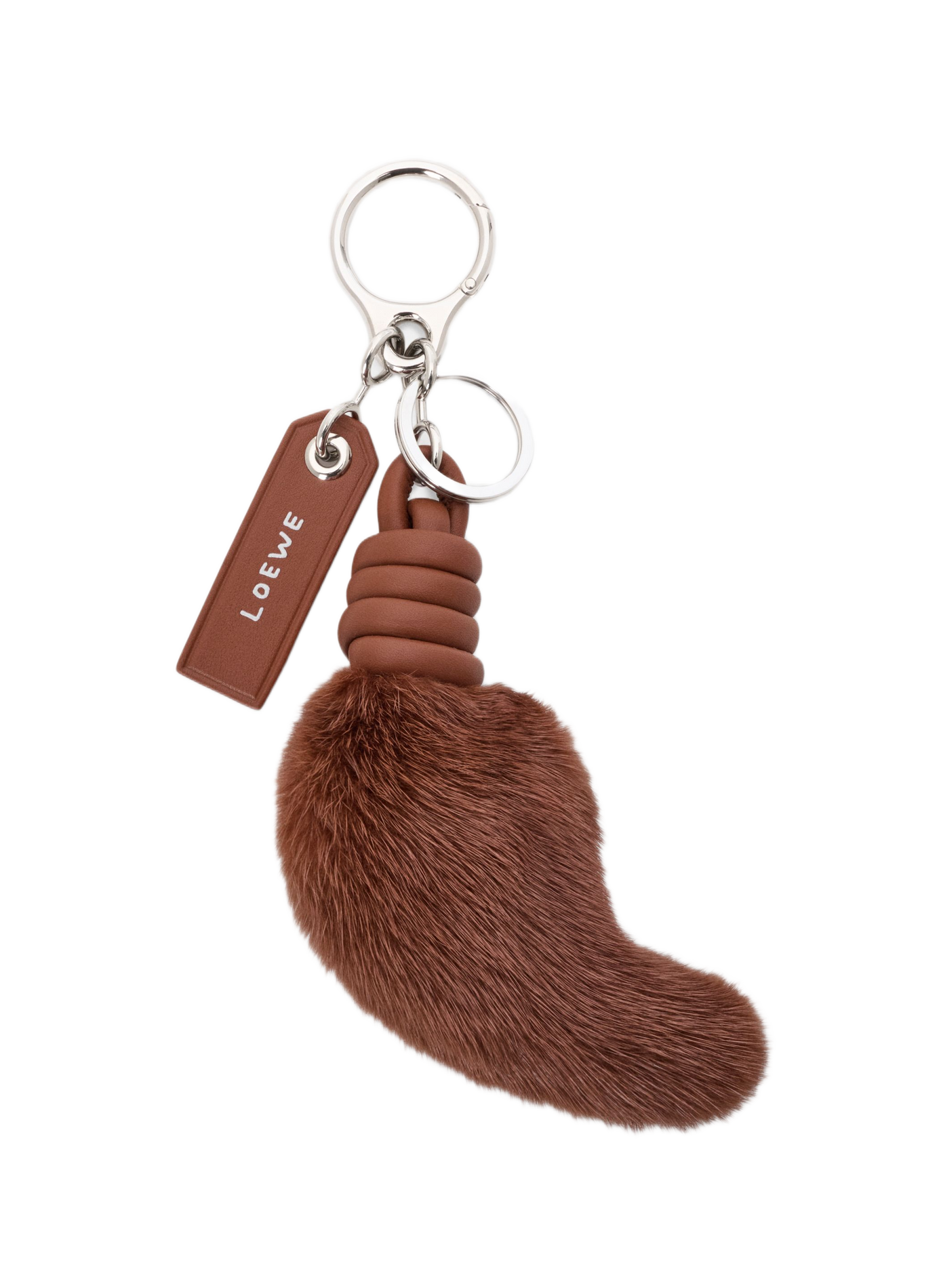 Anhänger für Handtaschen mit Löwenschwanz aus Nerz und Kalbsleder LOEWE Braun
