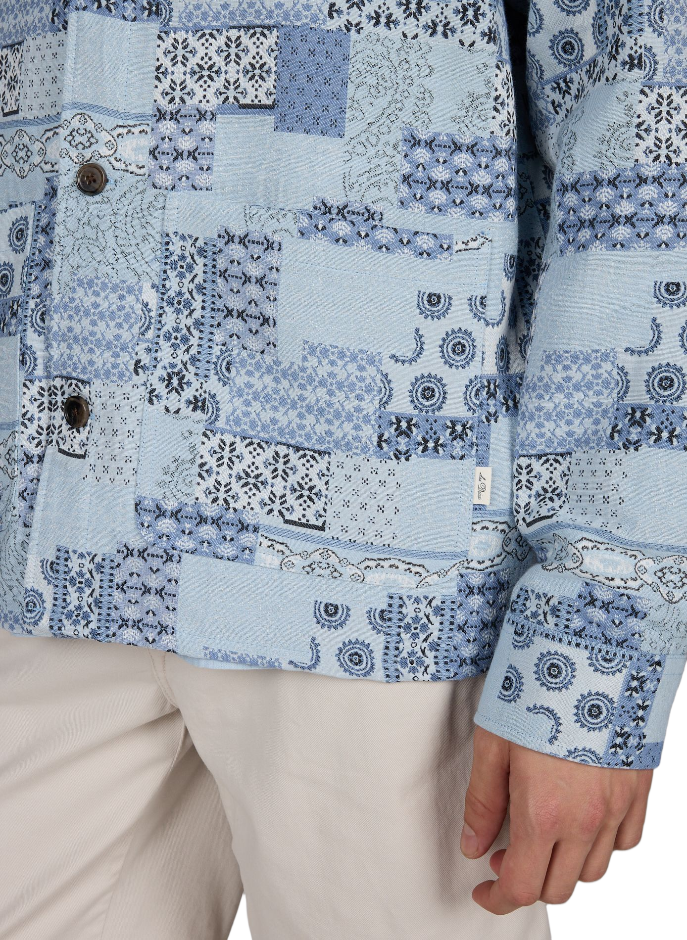 Patchwork jacquard cotton blend overshirt LES DEUX Blue