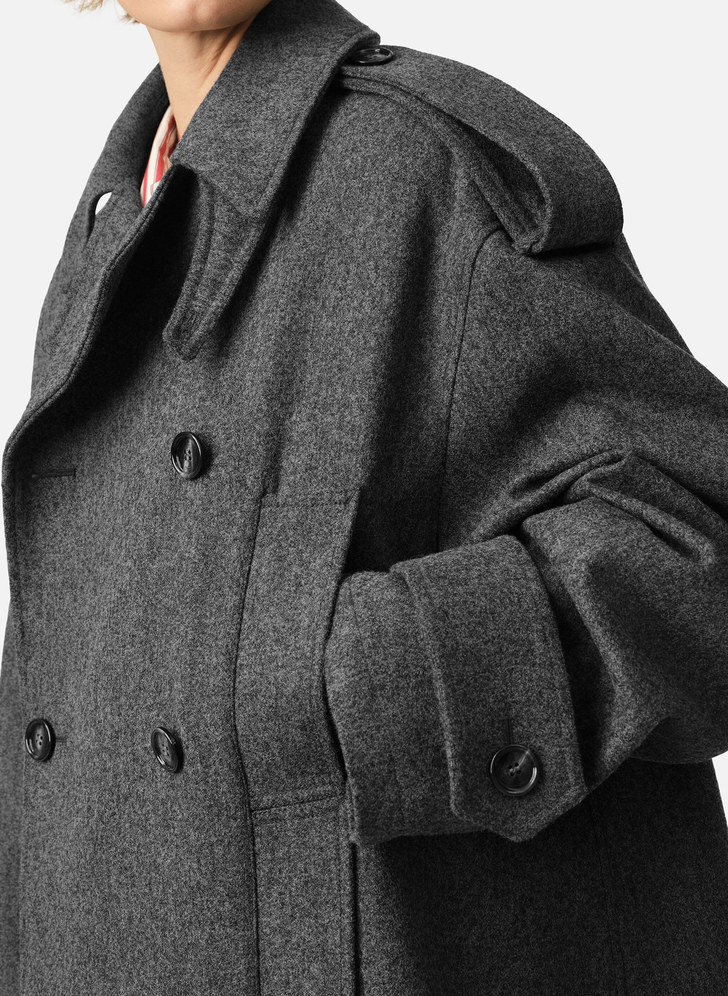 Trench coat unisexe en laine AMI PARIS Gris