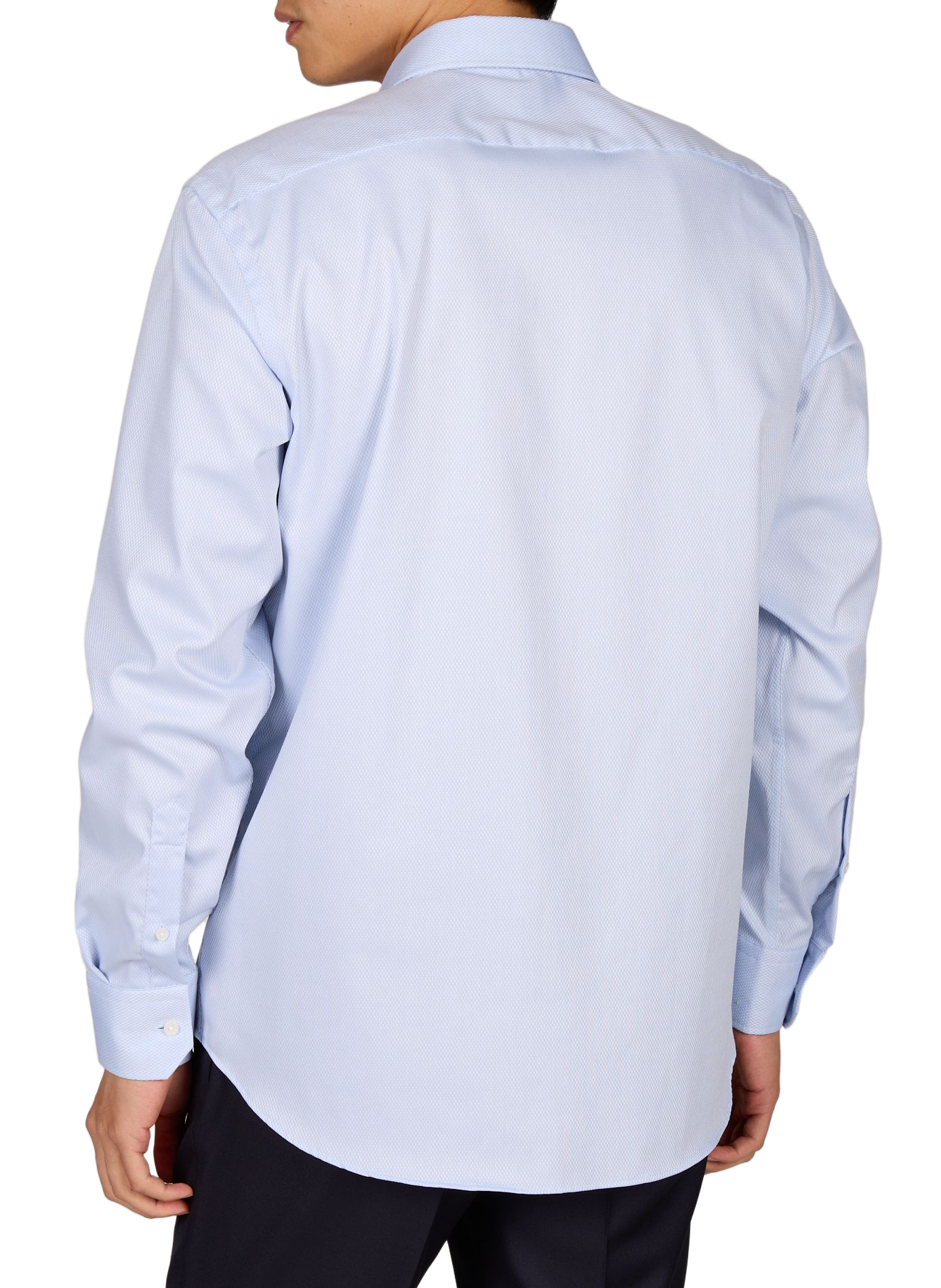 Chemise manches longues en ratière de coton BOSS Bleu