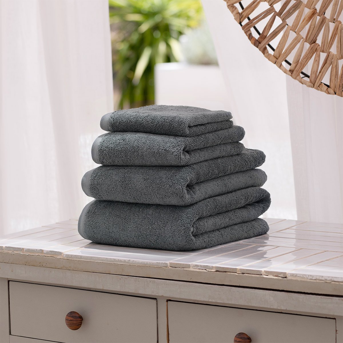 Serviette de toilette  en coton, ma douce DESFORGES Bleu