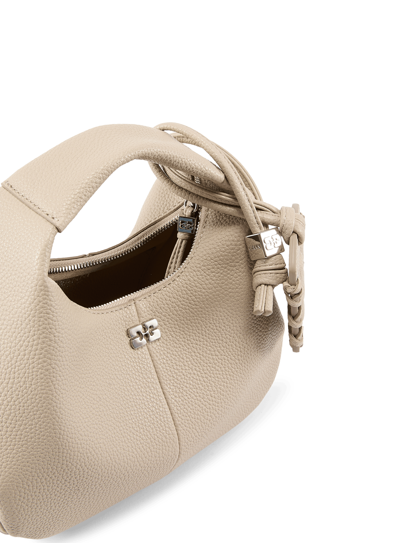 Leren handtas GANNI Beige