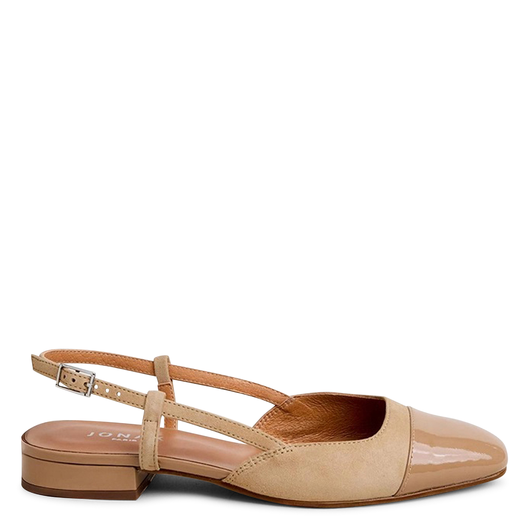 Ballerines en cuir bi-matière dhapou  Camel camel