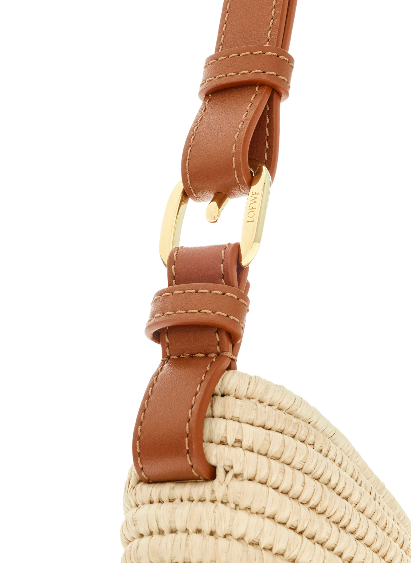Loewe Swing medium tas van raffia en kalfsleer LOEWE Beige