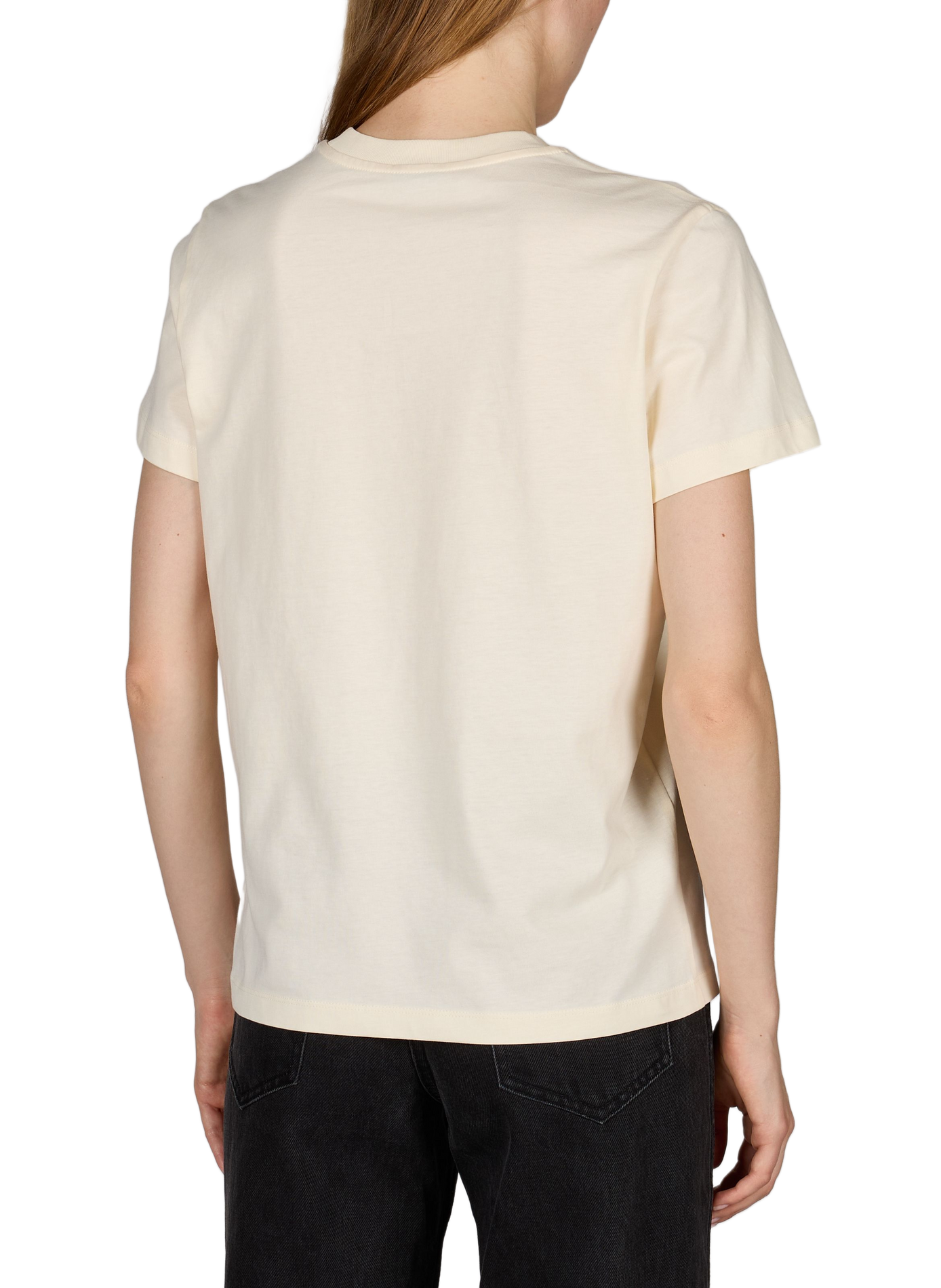 Plain T-shirt with embroidered logo in cotton MONCLER White