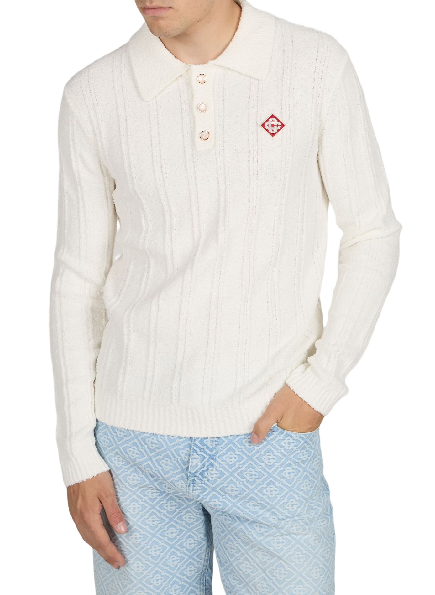 Polo droit en coton mélangé CASABLANCA PARIS Blanc