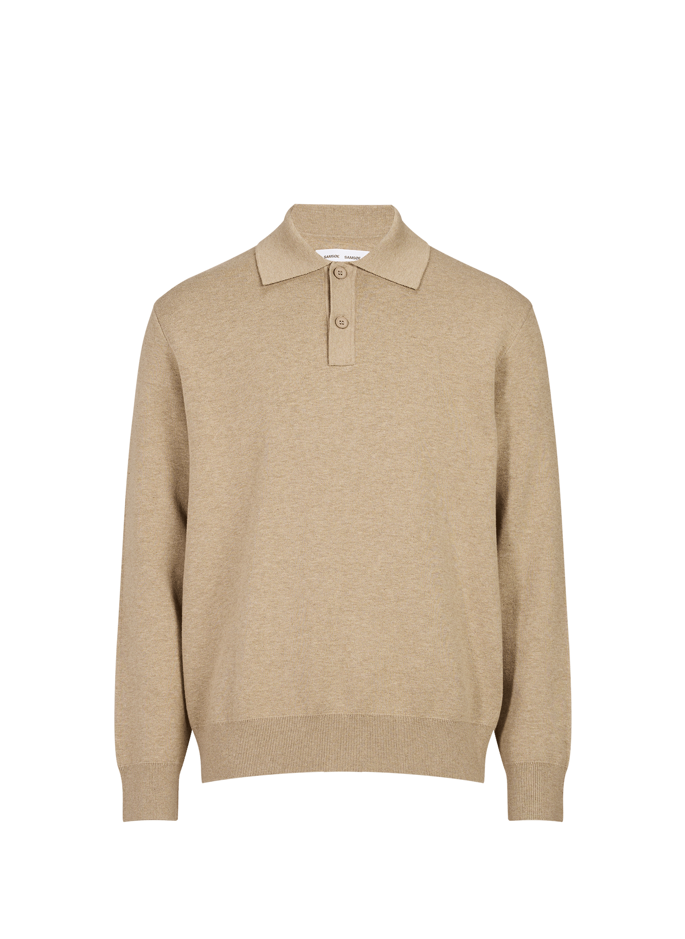 Oversized long-sleeve polo in a cotton blend SAMSOE SAMSOE Beige