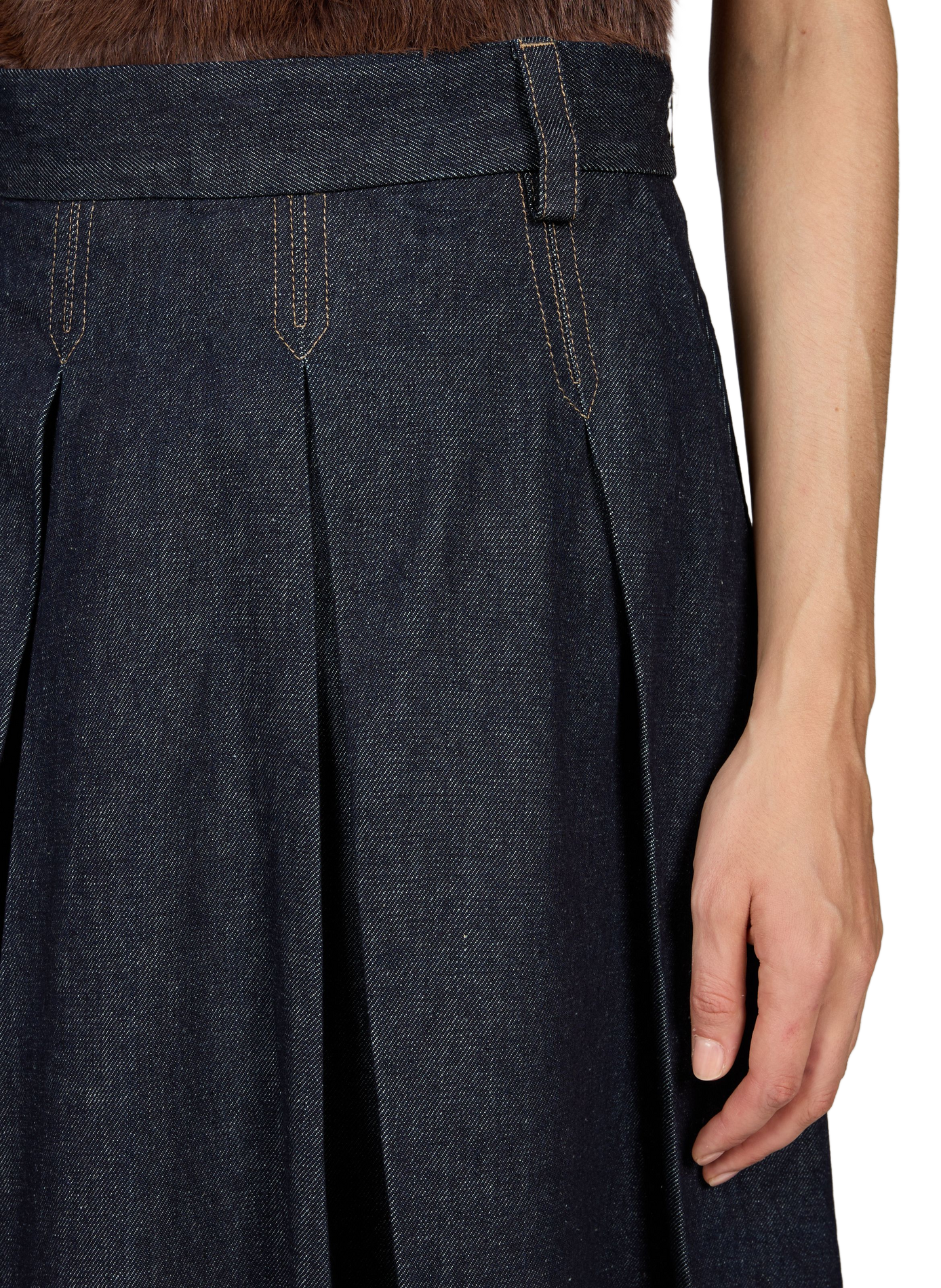 Pleated cotton midi skirt TELA Blue