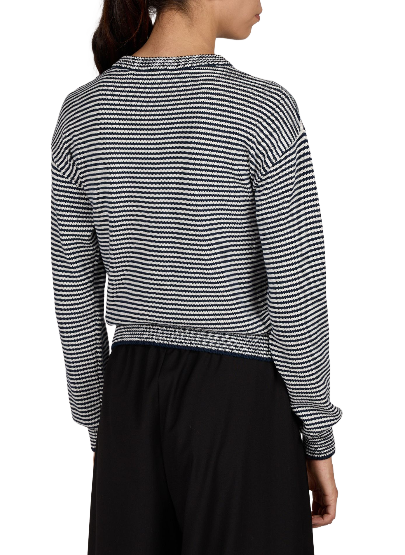Cardigan droit col rond brodé en coton mélangé MAX MARA WEEK END Bleu