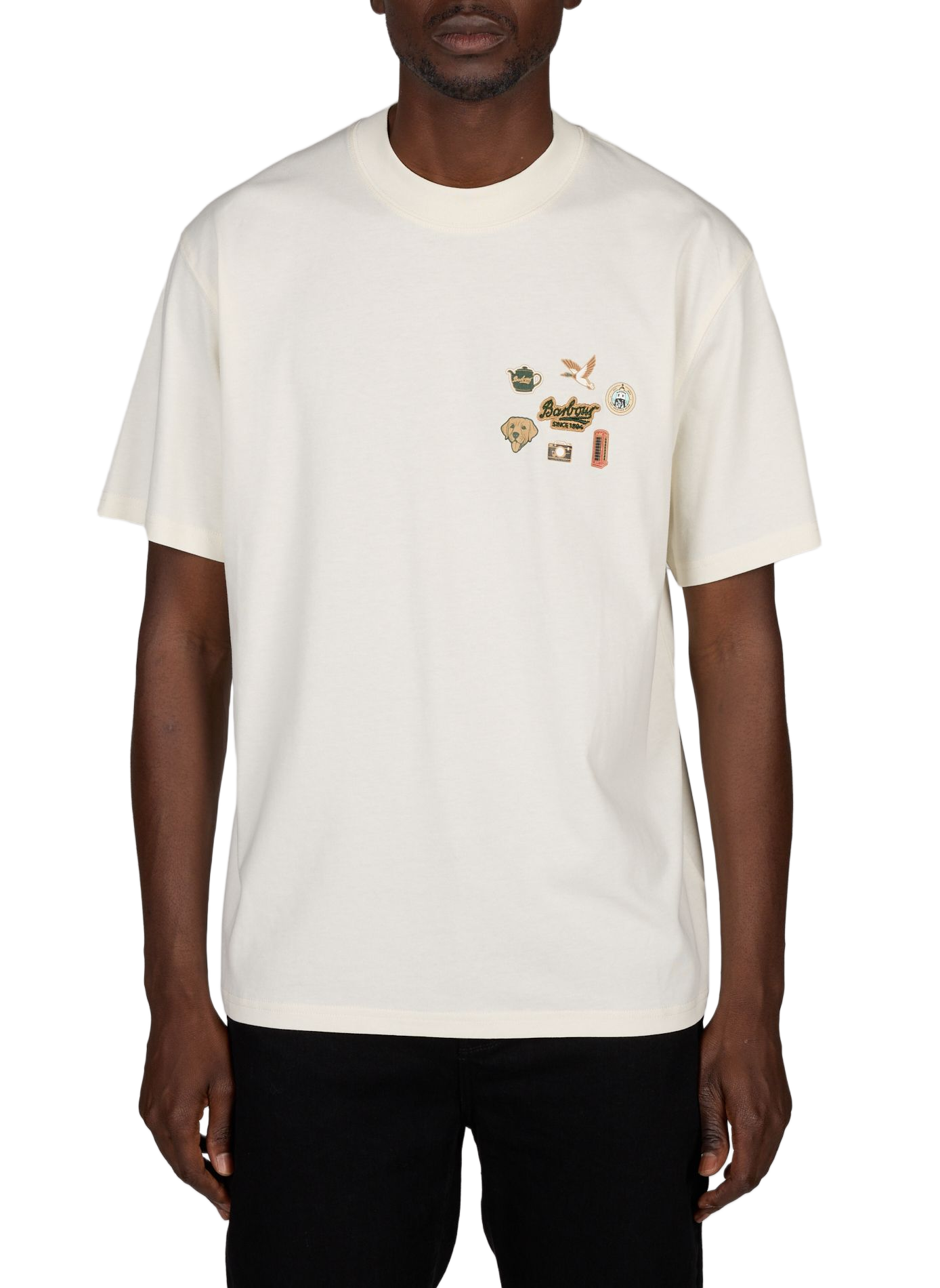 Gerader T-Shirt mit Baumwoll-Patch BARBOUR Weiss