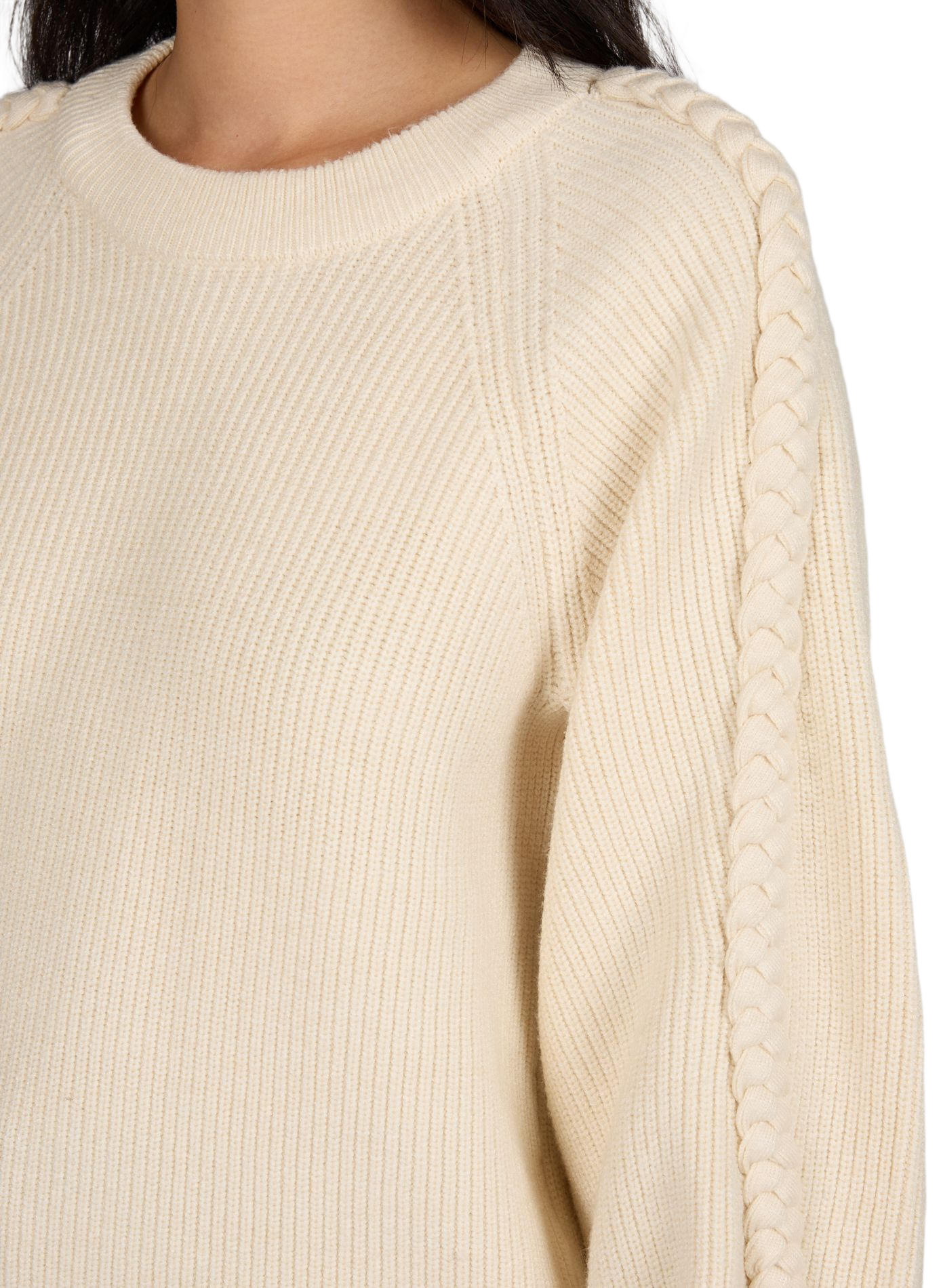 Pointelle braided knit sweater | Beige OBJECT Women