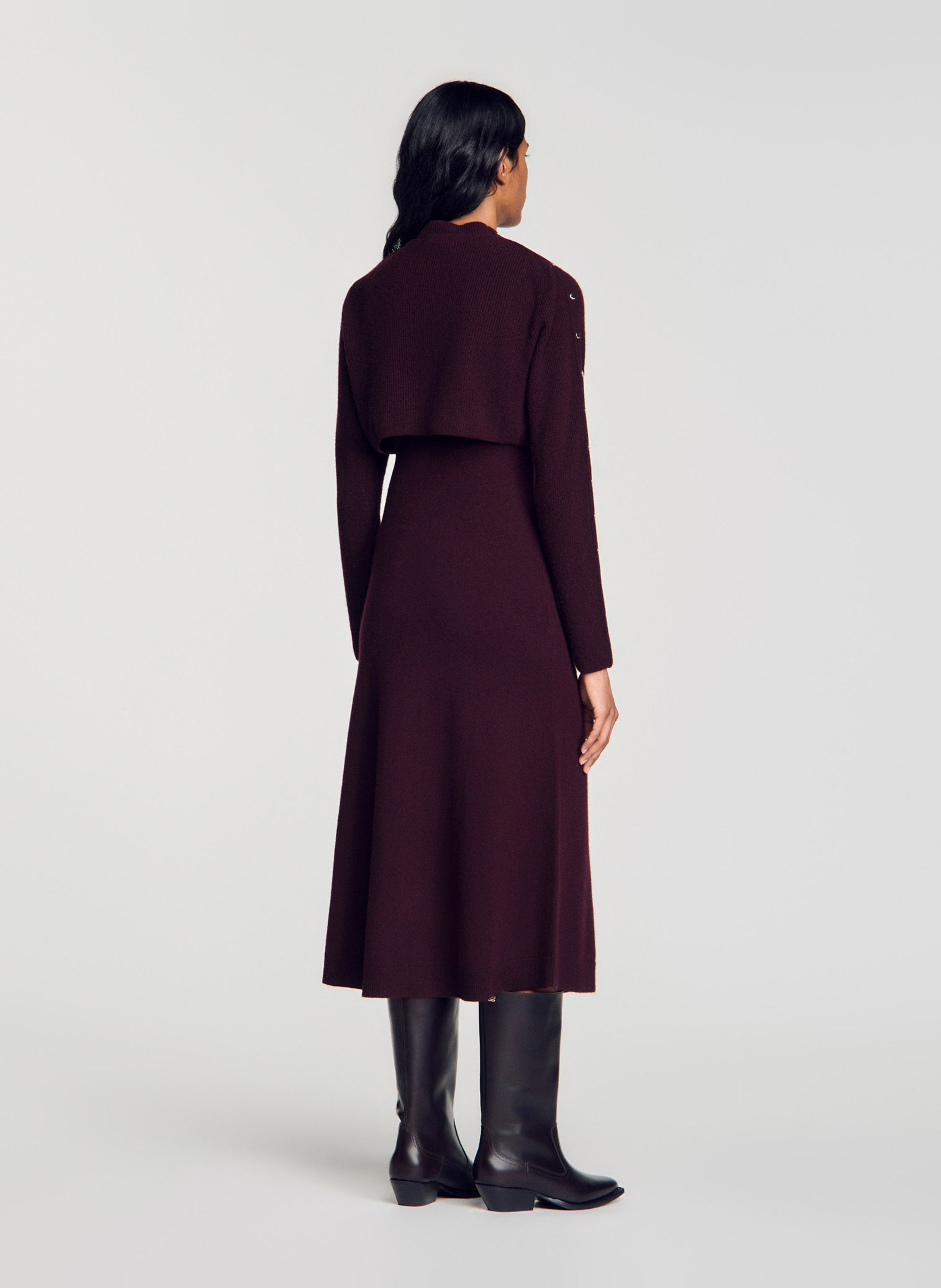 Robe ample col rond en laine et cachemire SANDRO Rouge