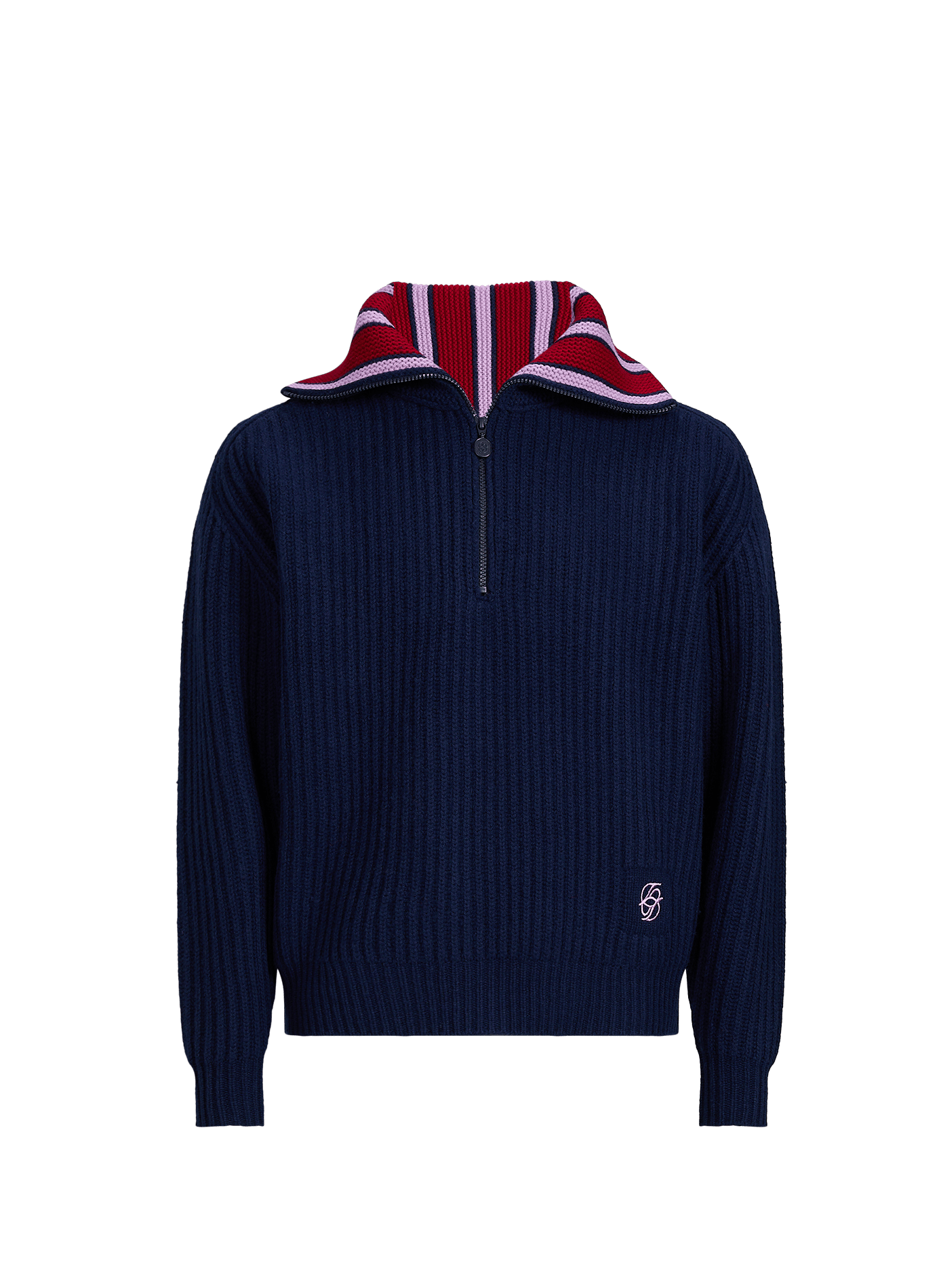 Gebreide coltrui met rits in wol DROLE DE MONSIEUR Blauw