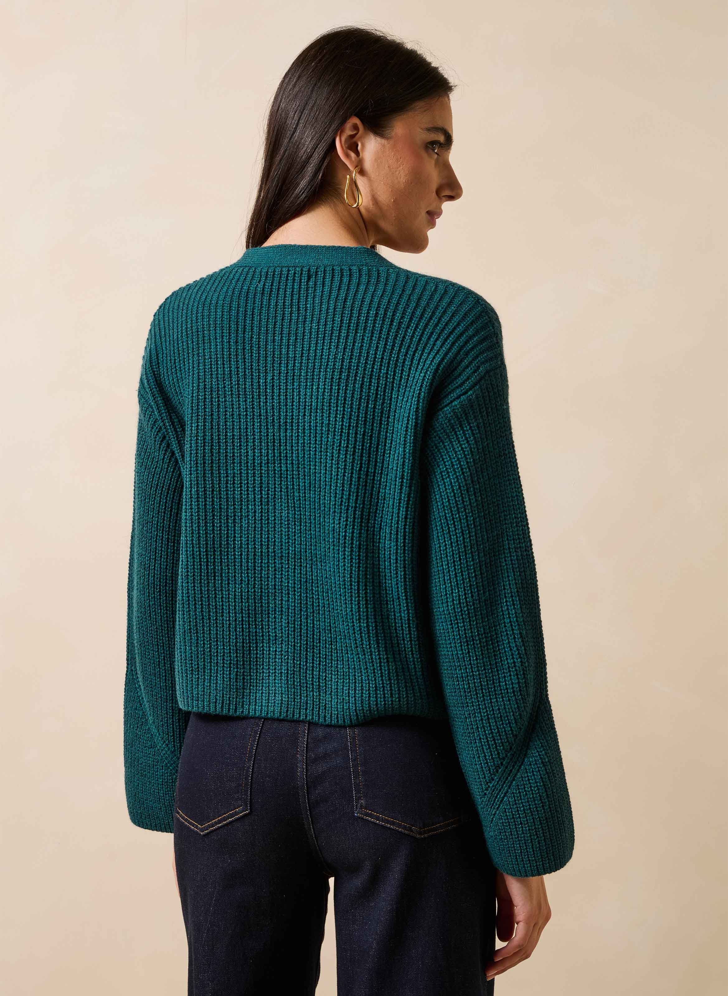 Ruimvallend vest met V-hals LA FEE MARABOUTEE Blauw