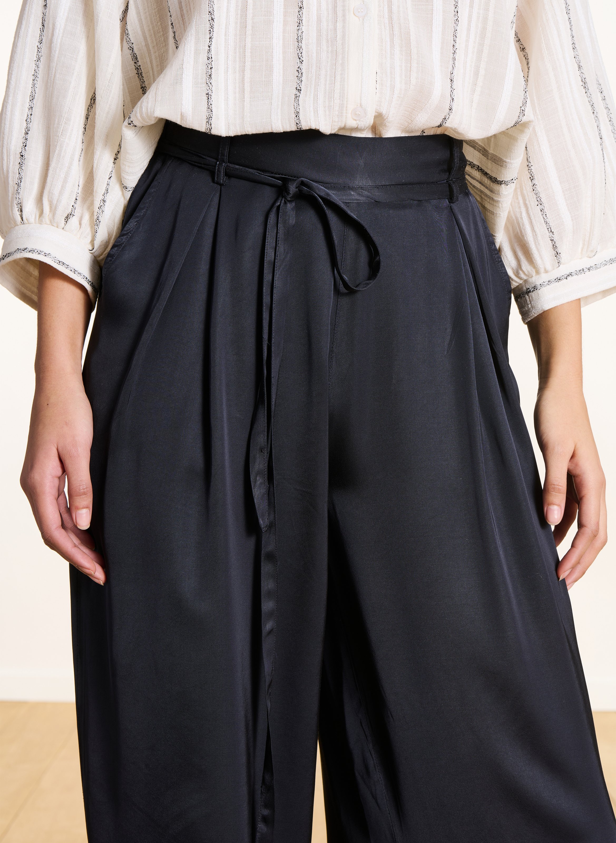 Wijde satijnen broek LA FEE MARABOUTEE Blauw