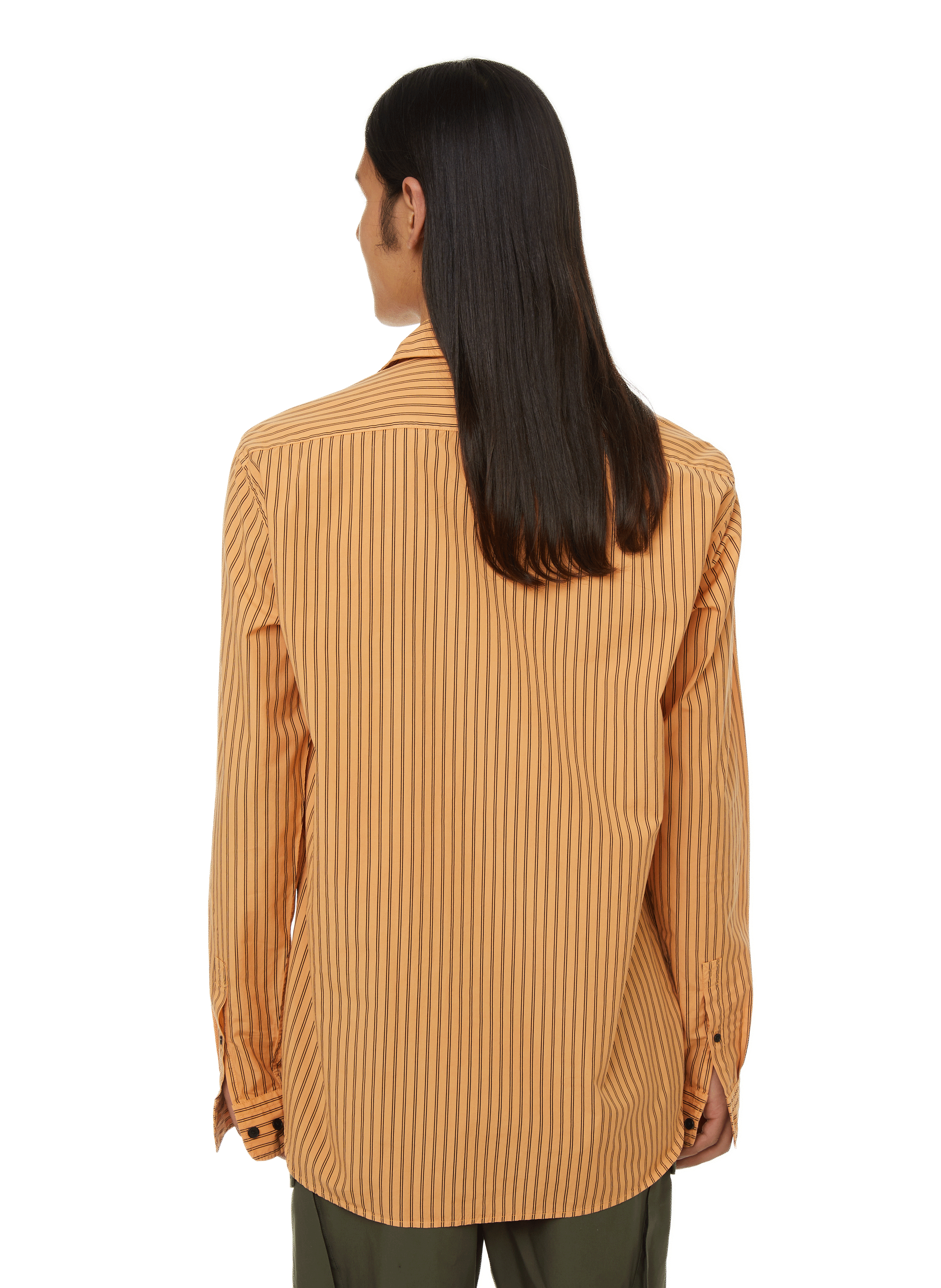 Chemise rayée en popeline de coton SAISON 1865 Orange