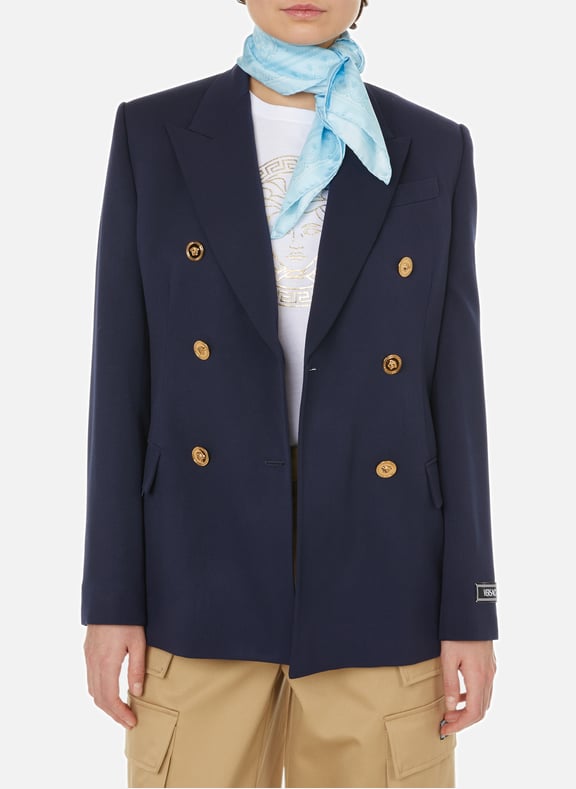 Veste en laine Bleu by VERSACE VERSACE Veste en laine Bleu