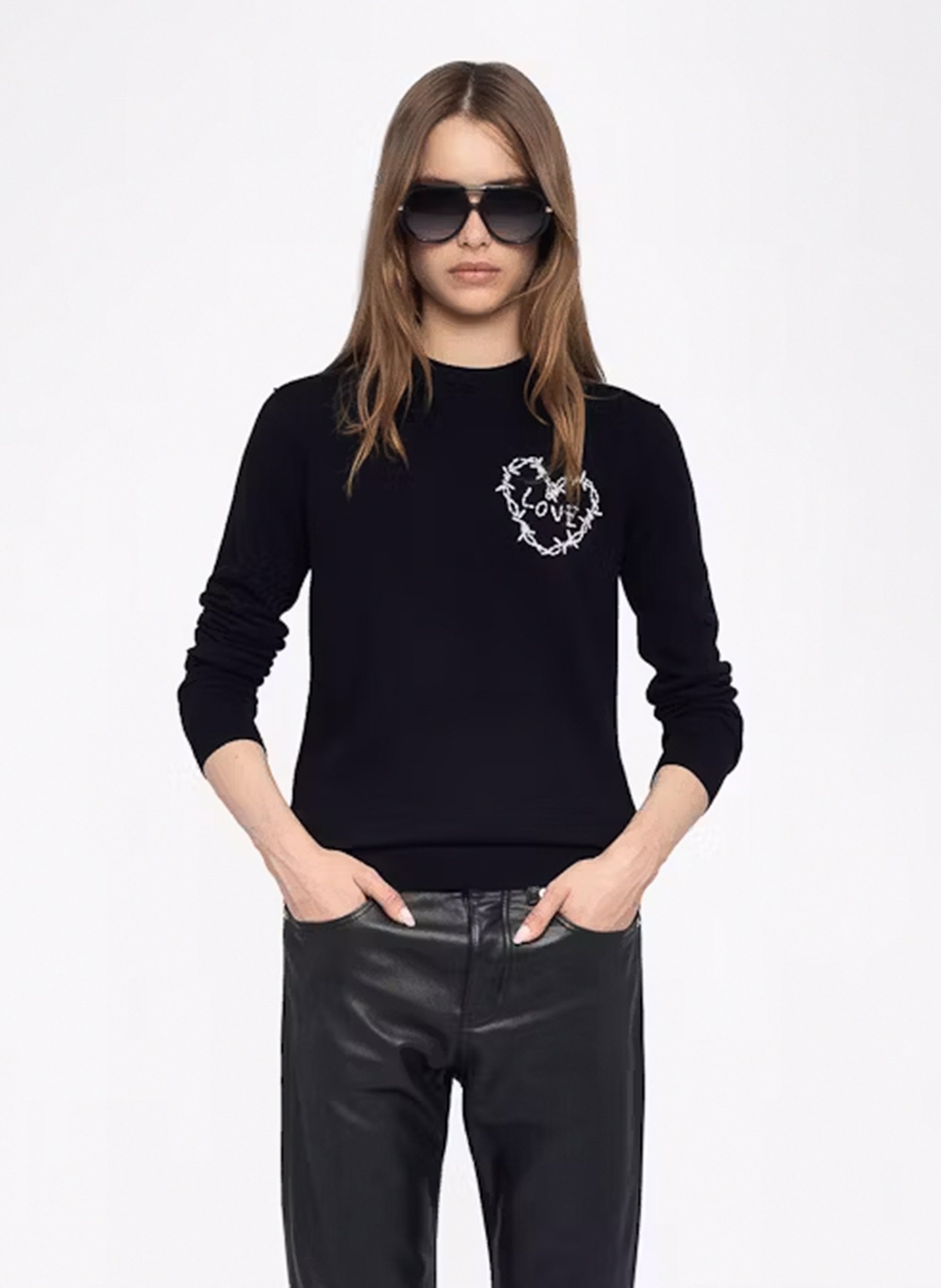 Pull droit en laine mélangée kendy ZADIG&VOLTAIRE Noir