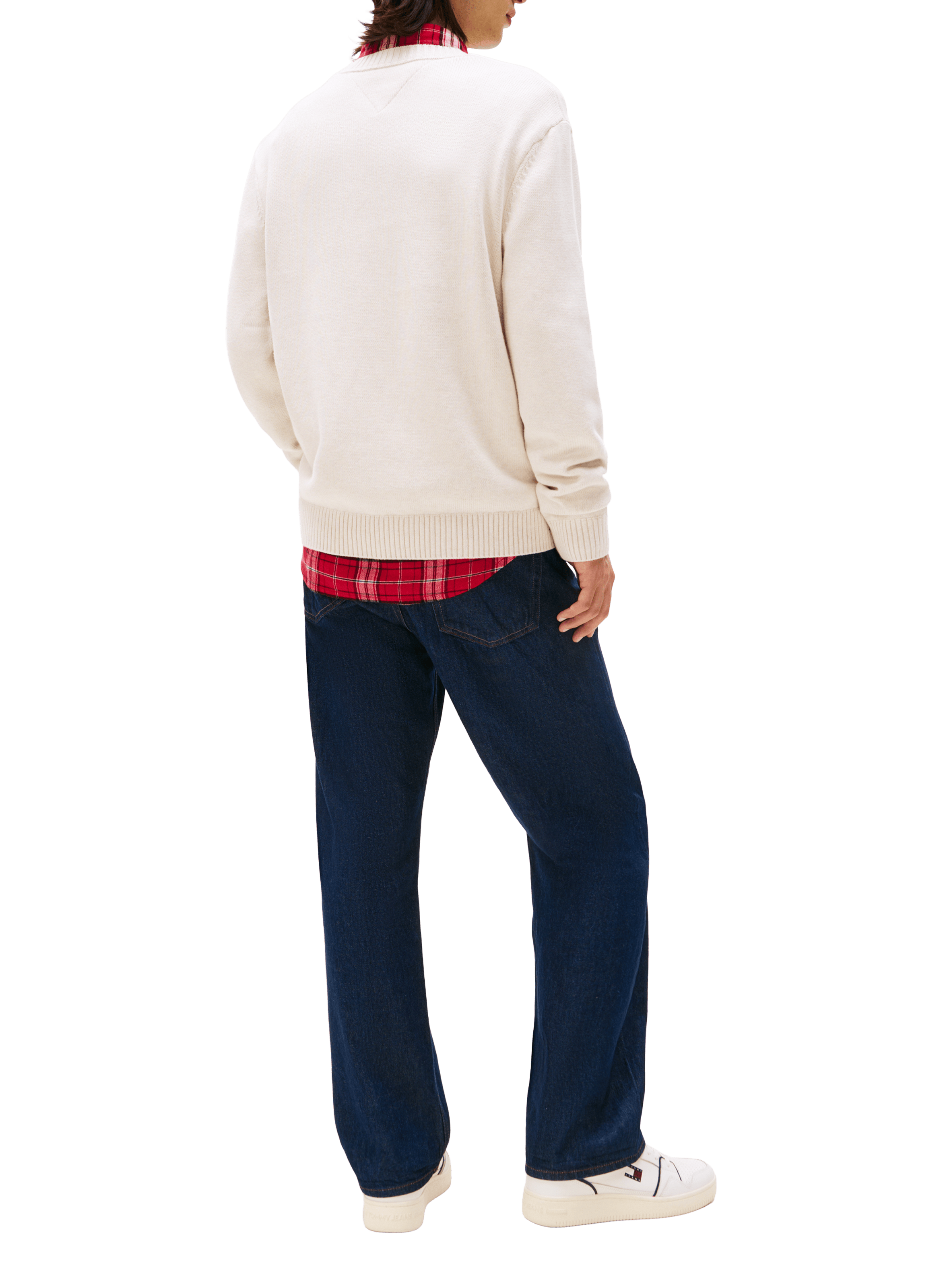 Mottled sweater with flag badge TOMMY HILFIGER White