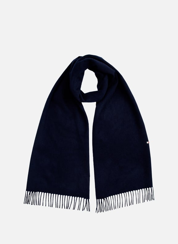 Écharpe Hilfiger Flag en cachemire à franges Bleu by TOMMY HILFIGER TOMMY HILFIGER Écharpe Hilfiger Flag en cachemire à franges Bleu