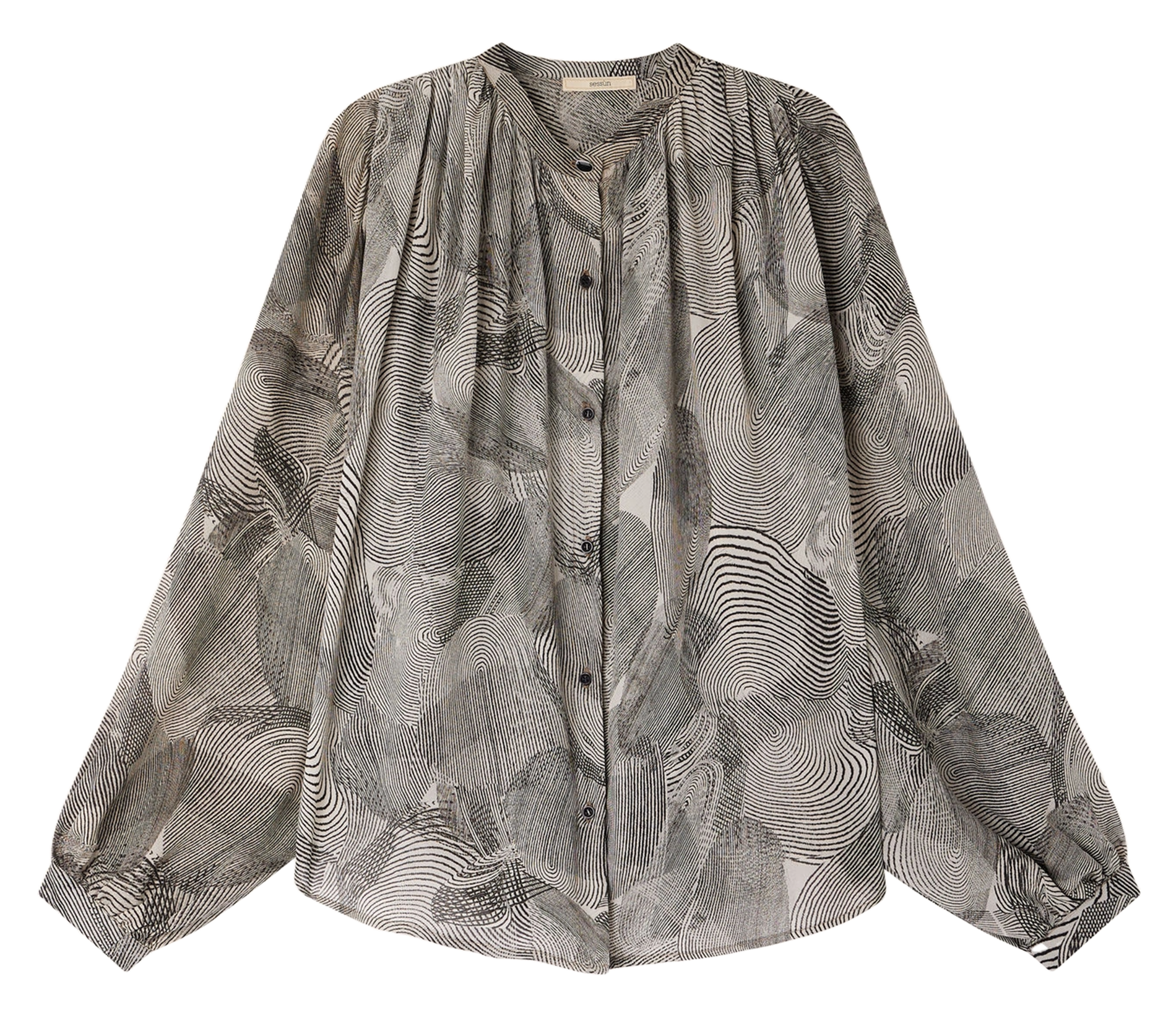 Blouse froncée à motifs en soie salva SESSUN Multicolore