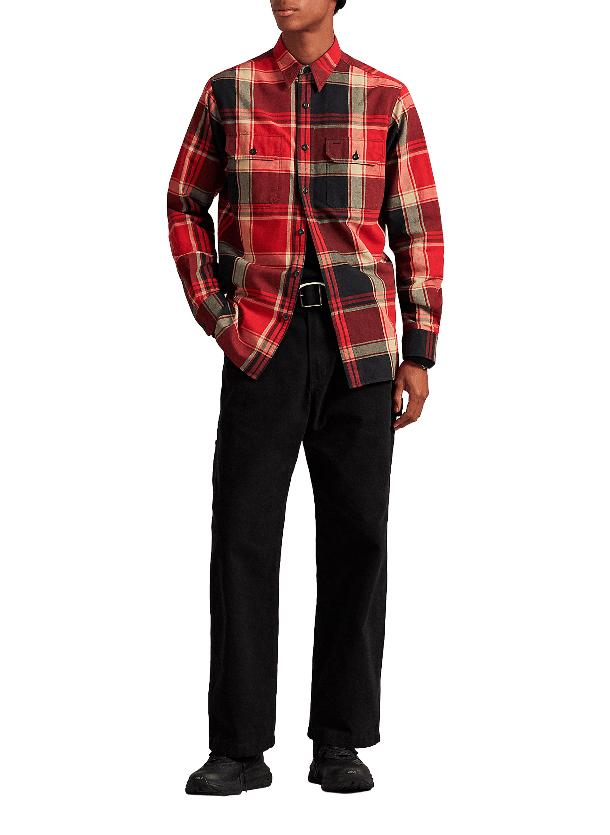 Chemise col classique à carreaux en coton POLO RALPH LAUREN Rouge