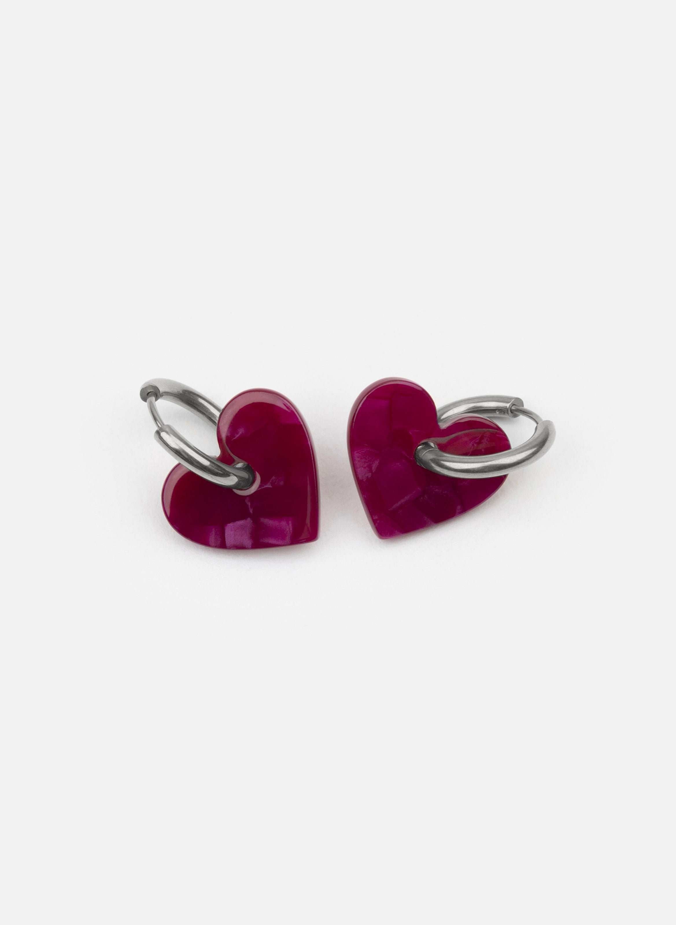 Boucles d'oreilles lova lova avec anneaux en acier inoxydable argenté KURAGE GINZA Rouge