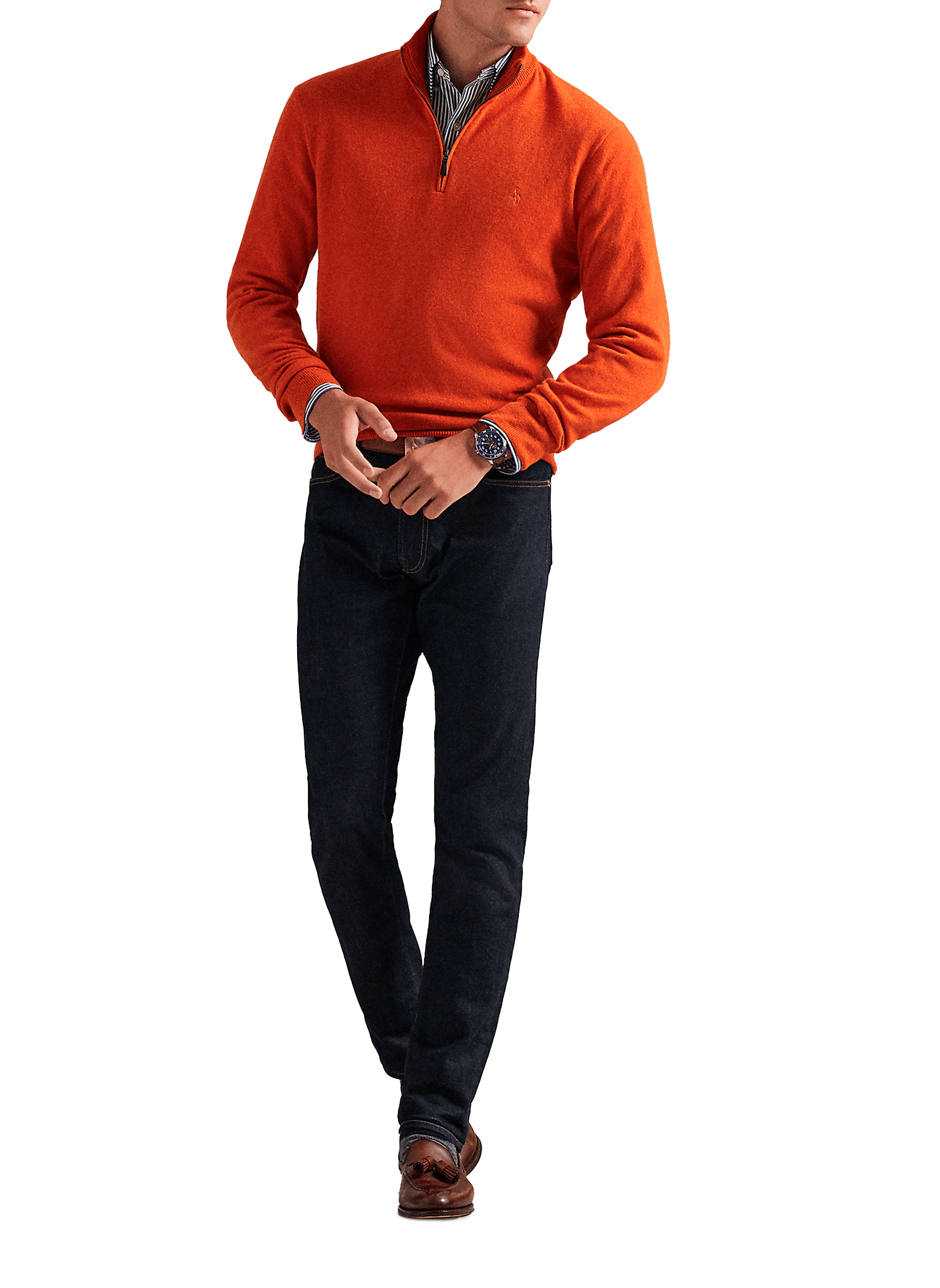 Pull col zippé en laine POLO RALPH LAUREN Orange