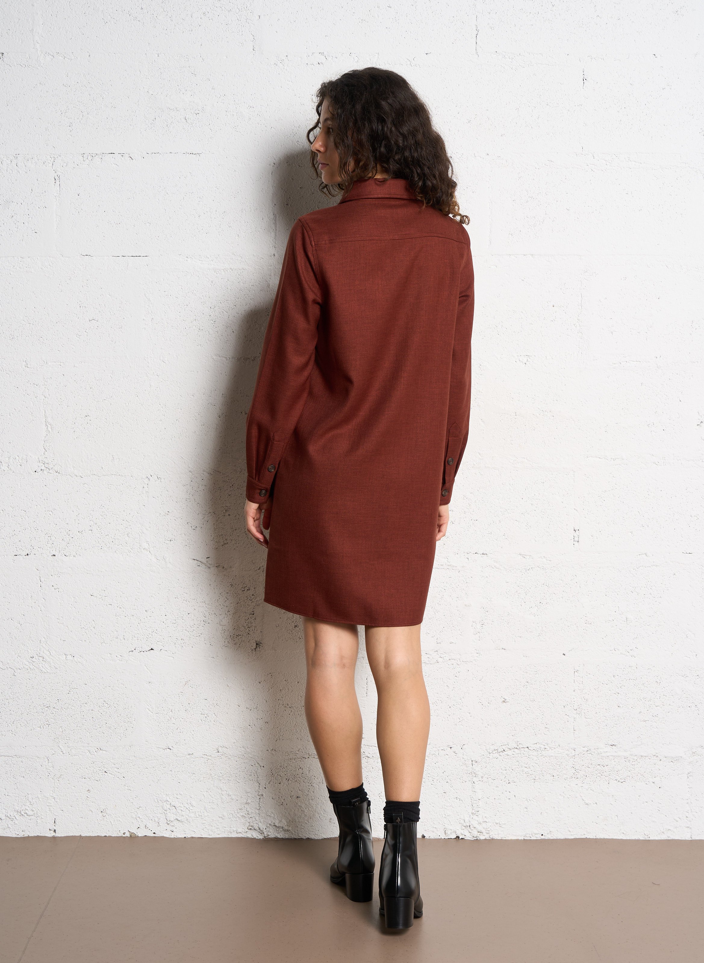 Robe droite unie à col polo boutonné rise MAISON 123 Rouge