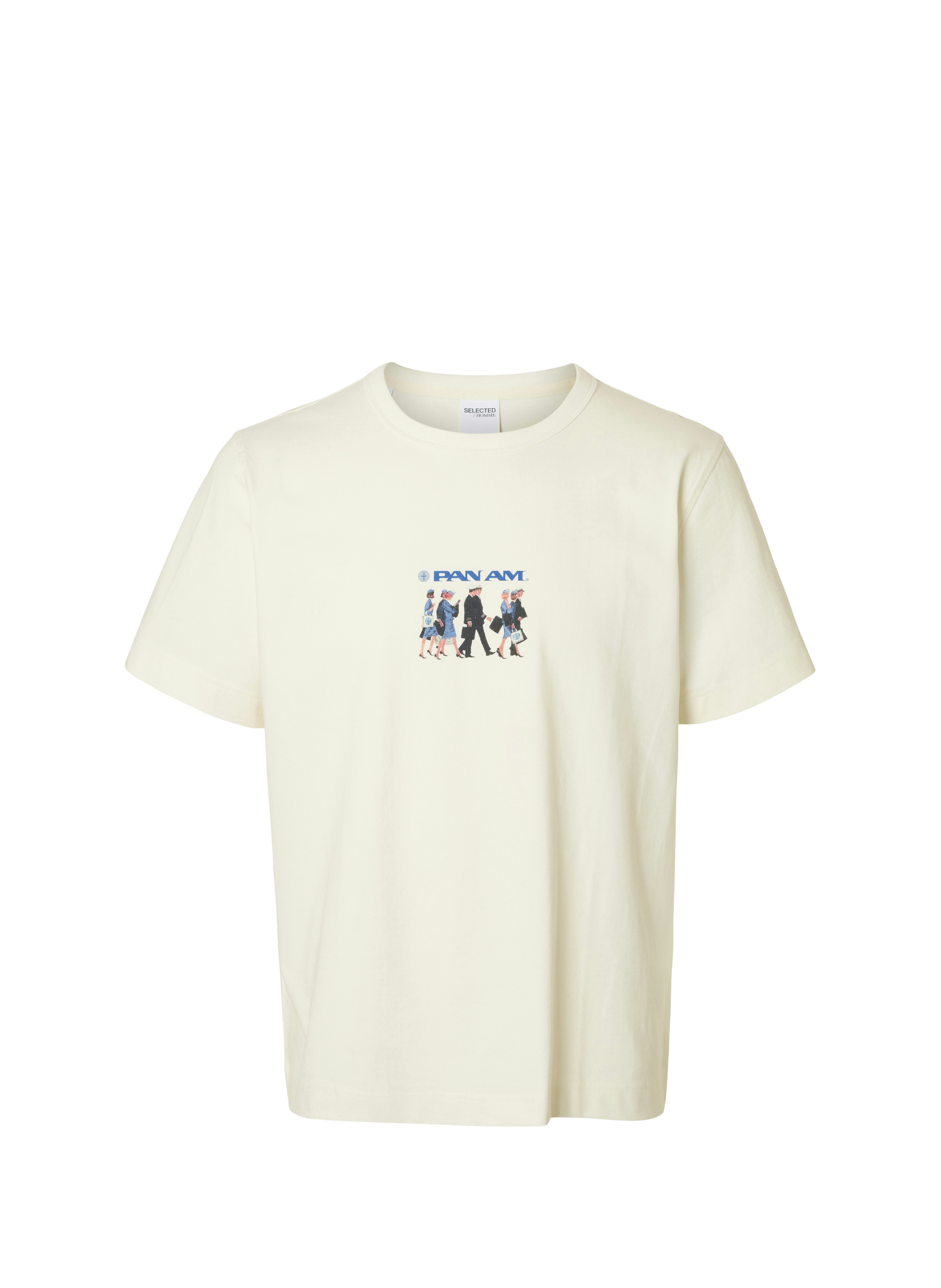 T-shirt coupe droite avec motif  SELECTED Beige