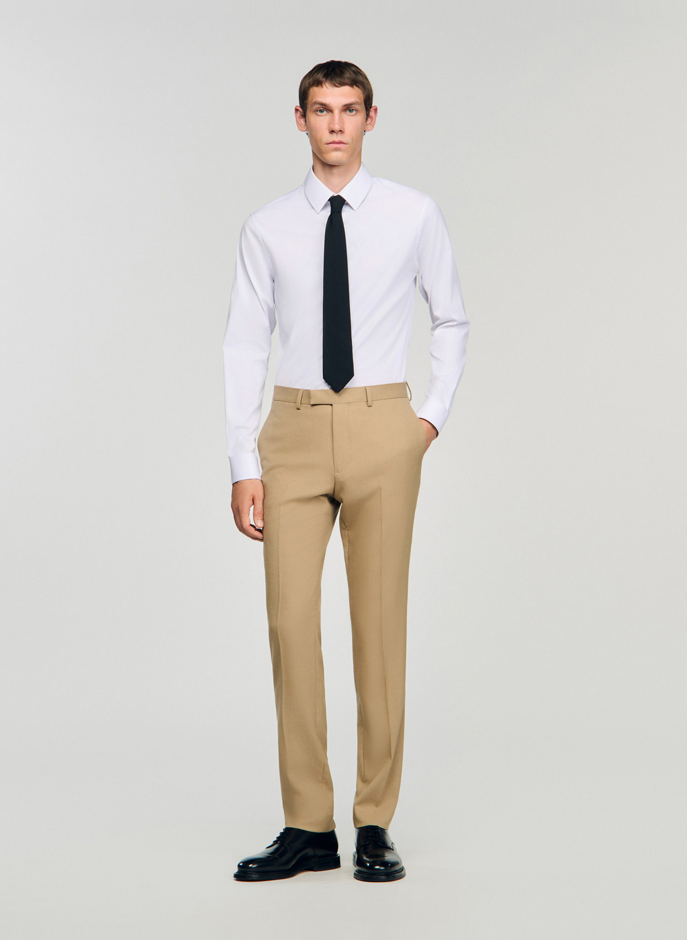 Pantalon de costume en laine SANDRO Beige