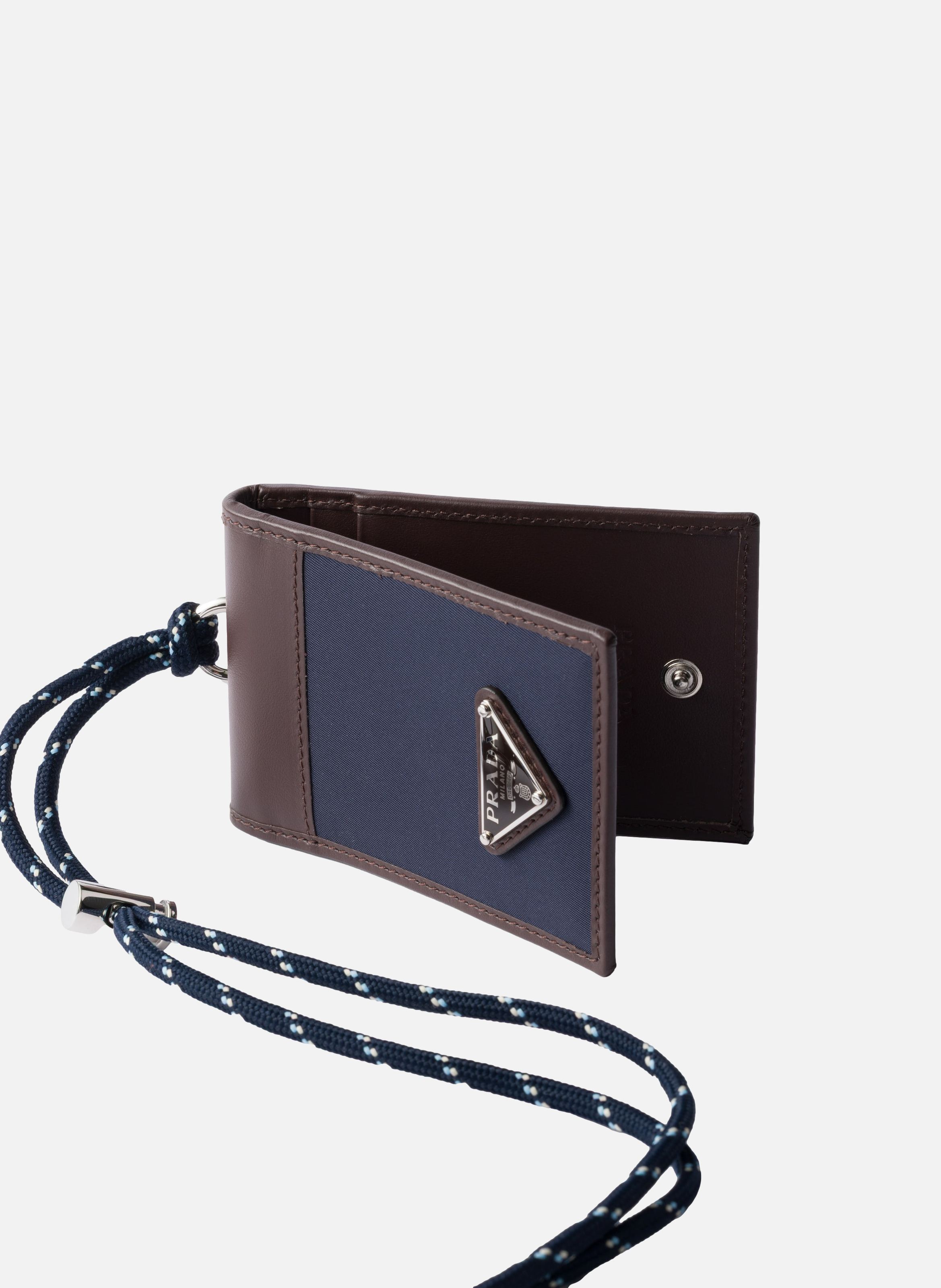 Porte-cartes prada speedrock en re-nylon et cuir a PRADA Bleu