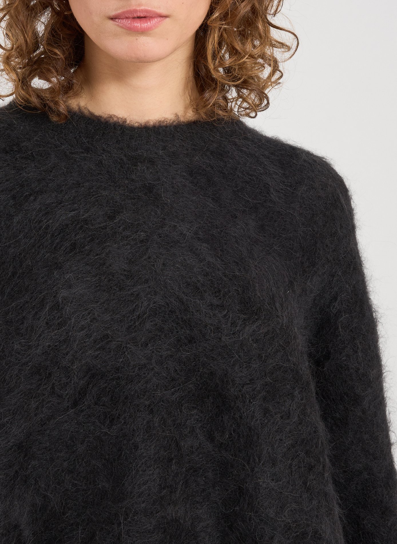 Straight round-neck sweater in blended alpaca wool TOTEME Black