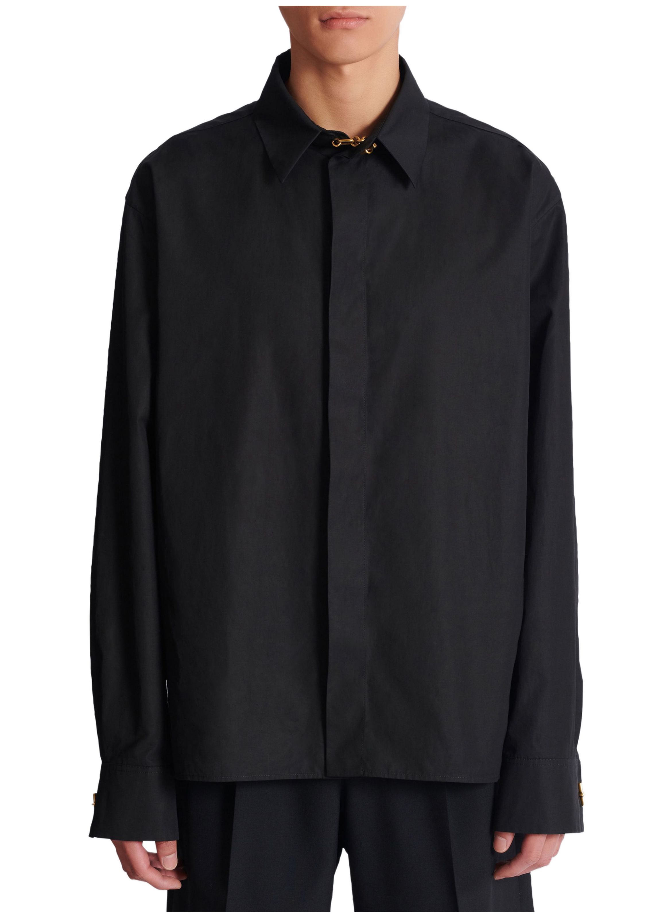 Chemise asymétrique en popeline BALMAIN Noir