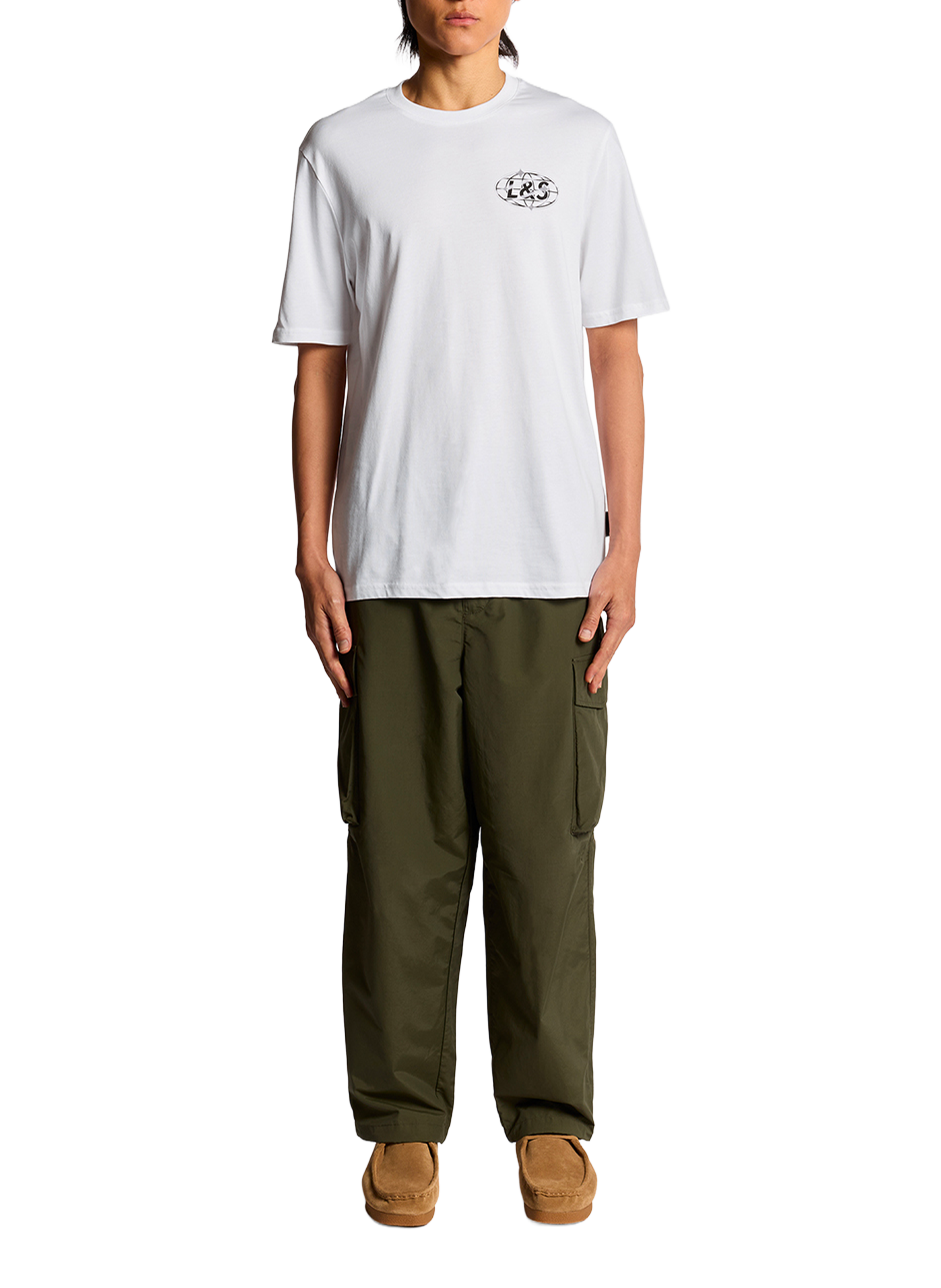 T-shirt imprimé à col rond en coton LYLE & SCOTT Blanc